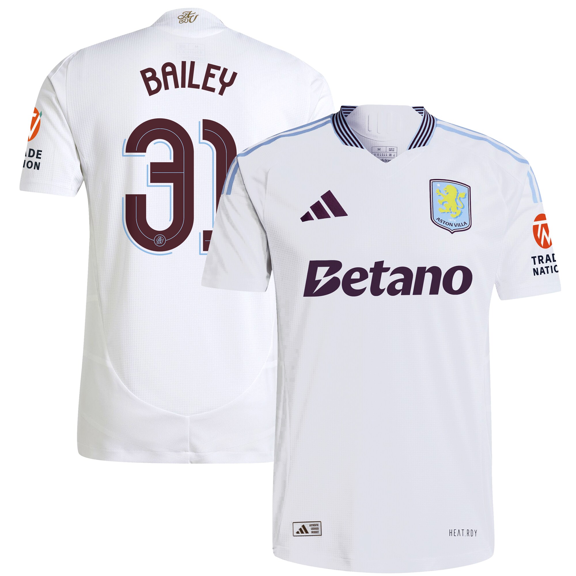 aston villa adidas away authentic shirt 2024-25 with bailey 31 cup printing Collection | Official Aston Villa Jerseys