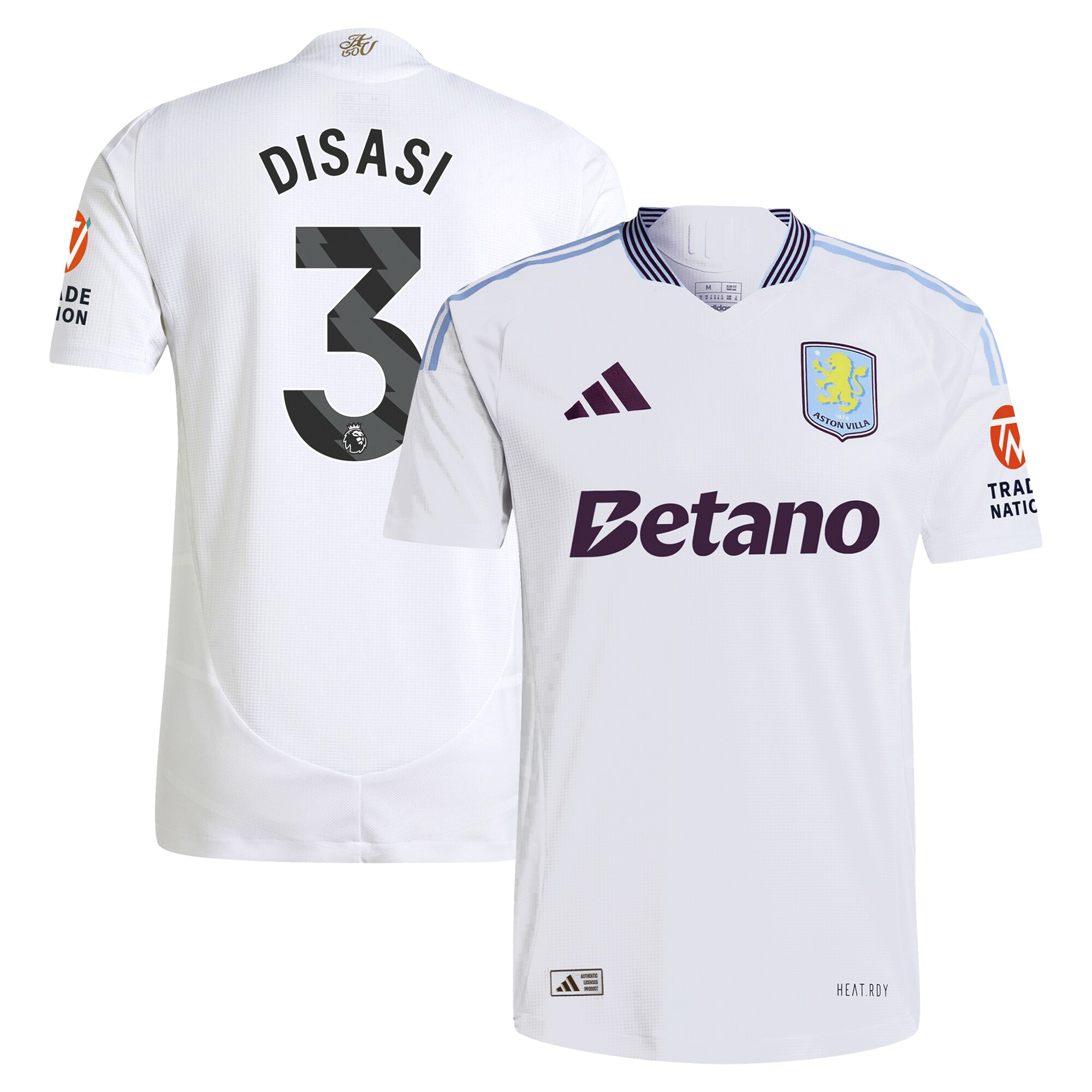aston villa adidas away authentic shirt 2024-25 with disasi 3 printing Collection | Official Aston Villa Jerseys