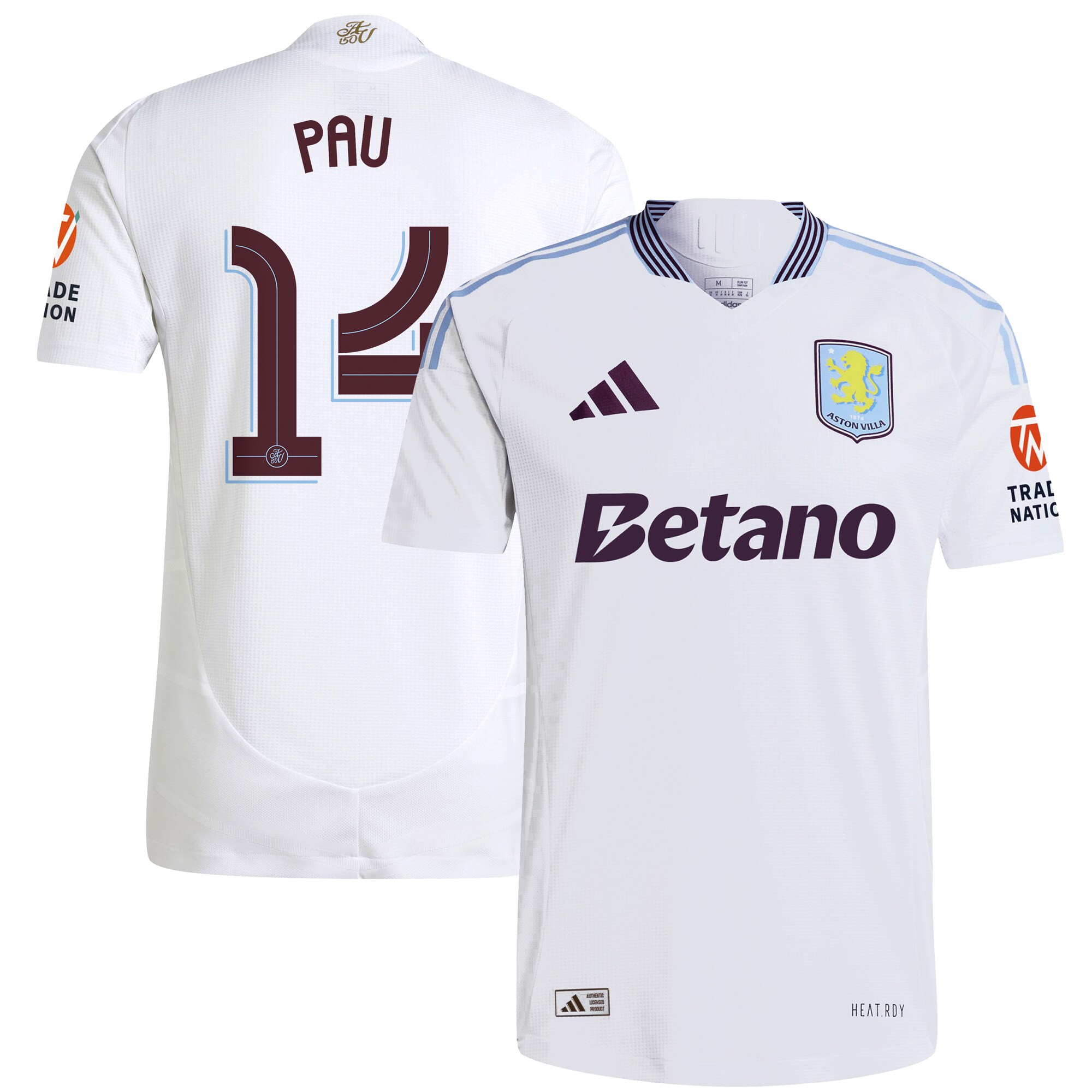 aston villa adidas away authentic shirt 2024-25 with pau 14 cup printing Collection | Official Aston Villa Jerseys