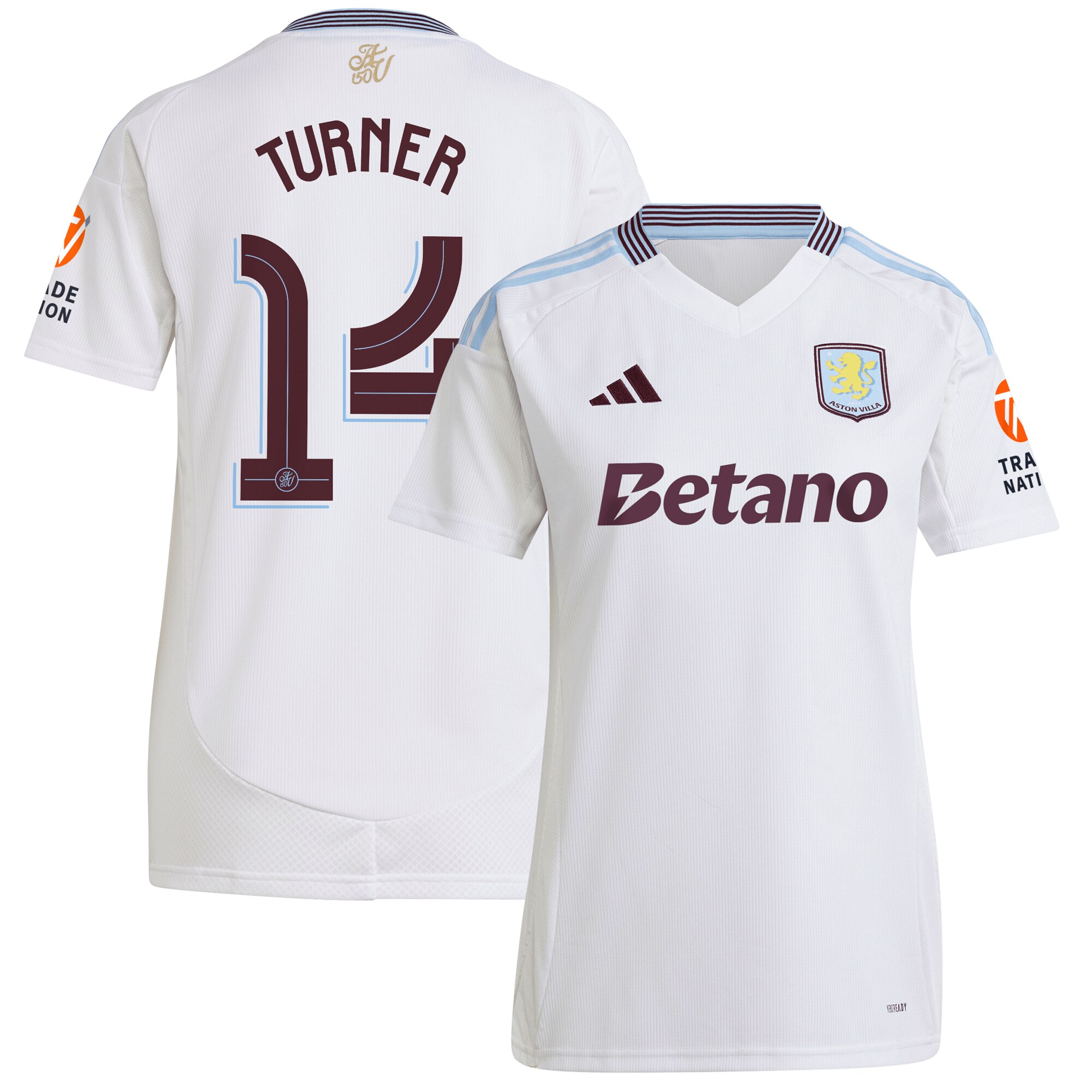aston villa adidas away shirt 2024-25 – womens with turner 14 cup printing Collection | Official Aston Villa Jerseys
