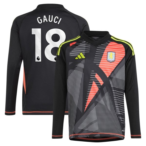 aston villa adidas goalkeeper shirt 2024-25 – long sleeve – kids with gauci 18 printing – 202029323 Collection | Official Aston Villa Jerseys