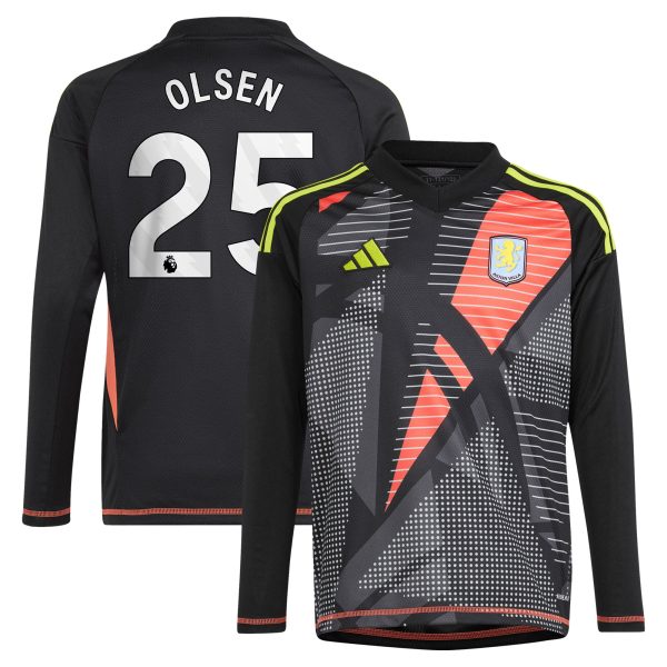 aston villa adidas goalkeeper shirt 2024-25 – long sleeve – kids with olsen 25 printing – 202029322 Collection | Official Aston Villa Jerseys