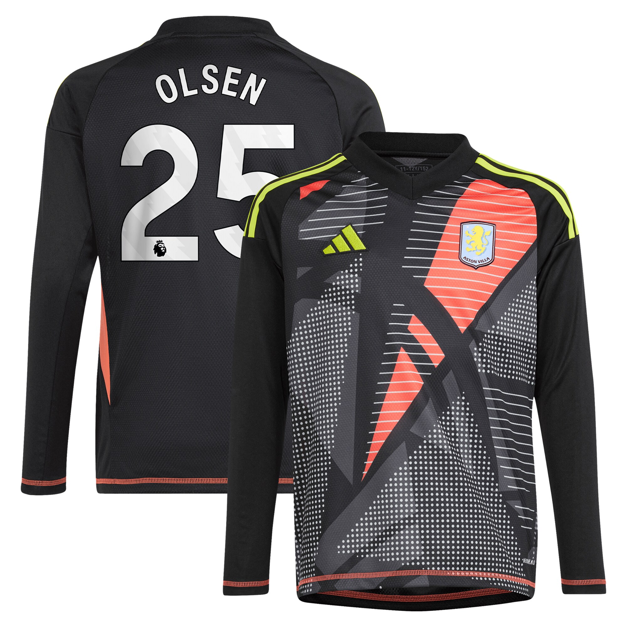 aston villa adidas goalkeeper shirt 2024-25 – long sleeve – kids with olsen 25 printing – 202029322 Collection | Official Aston Villa Jerseys