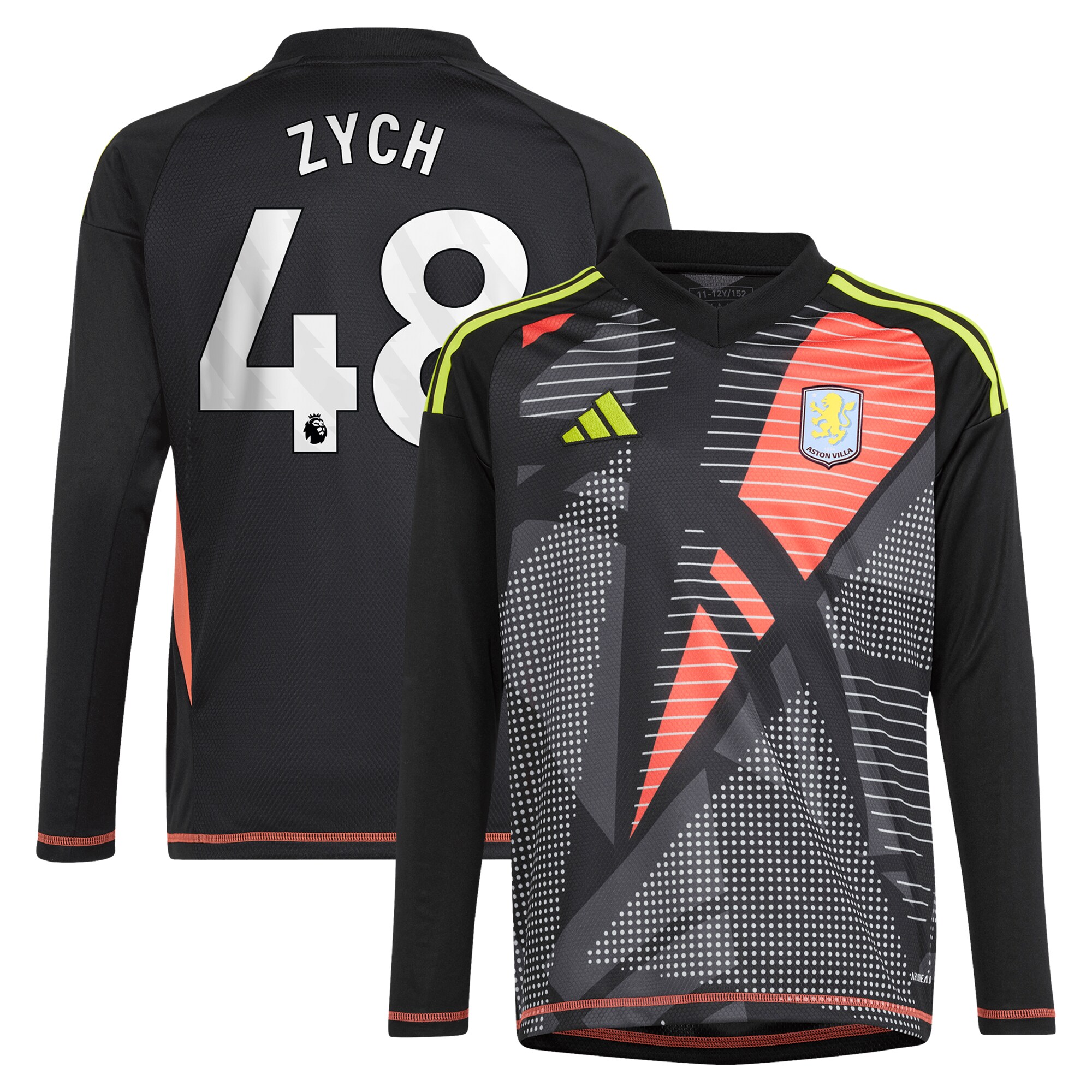 aston villa adidas goalkeeper shirt 2024-25 – long sleeve – kids with zych 48 printing – 202153091 Collection | Official Aston Villa Jerseys