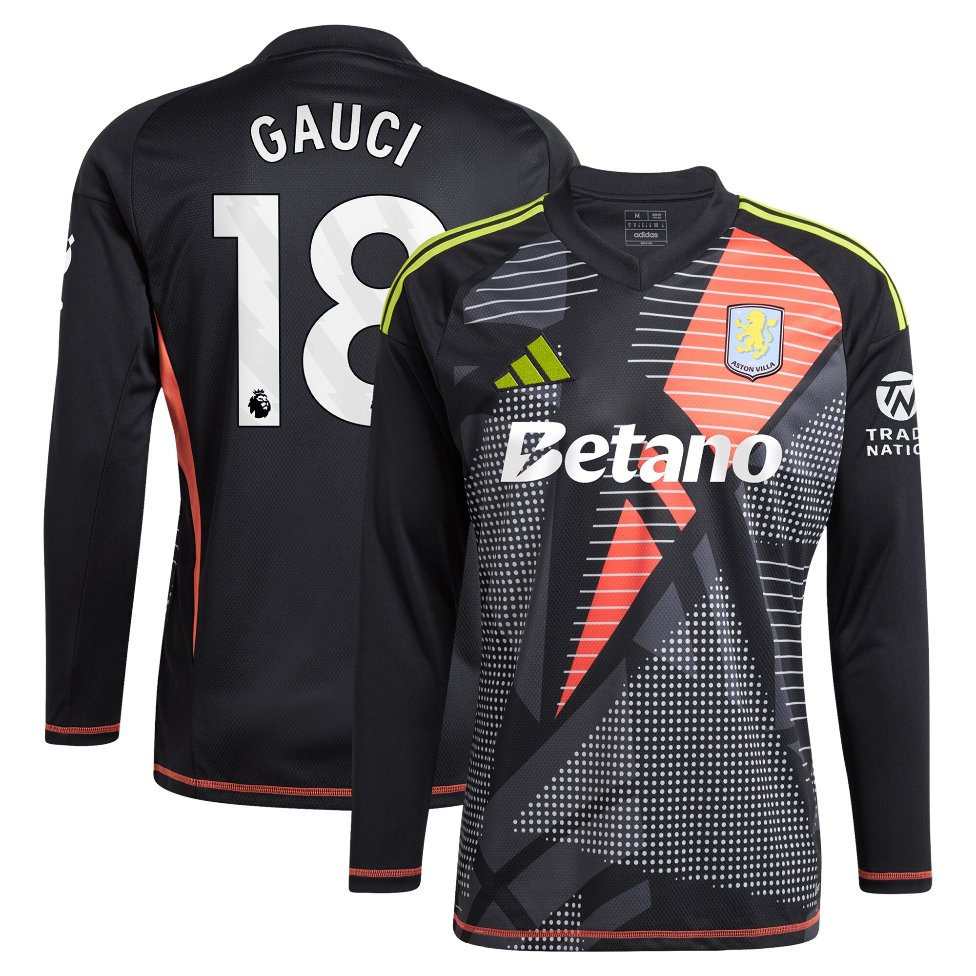 aston villa adidas goalkeeper shirt 2024-25 – long sleeve with gauci 18 printing – 202028940 Collection | Official Aston Villa Jerseys