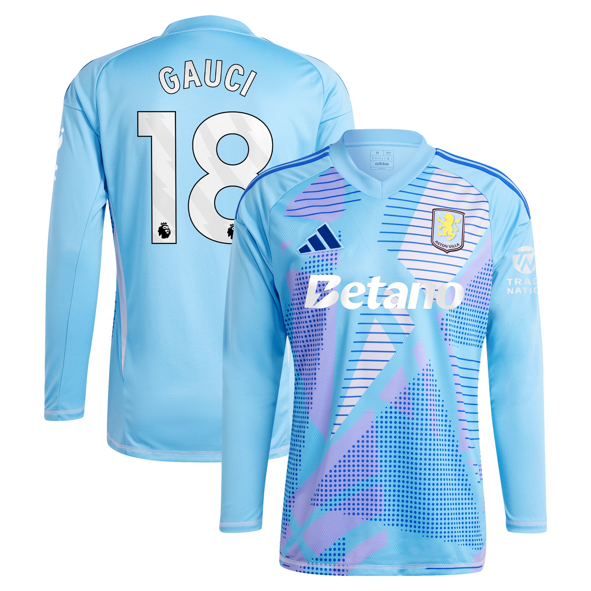 aston villa adidas goalkeeper shirt 2024-25 – long sleeve with gauci 18 printing – 202030982 Collection | Official Aston Villa Jerseys