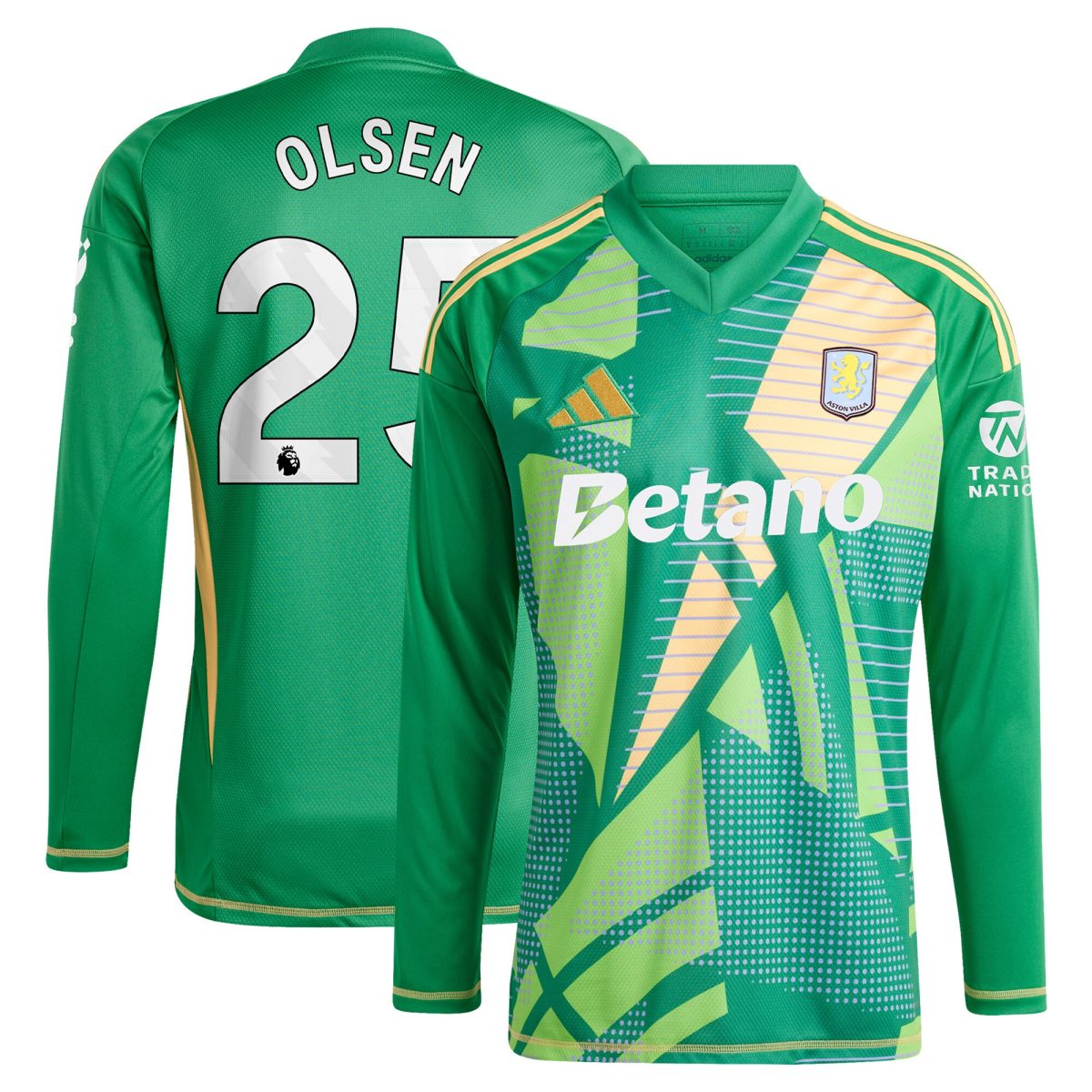 aston villa adidas goalkeeper shirt 2024-25 – long sleeve with olsen 25 printing Collection | Official Aston Villa Jerseys