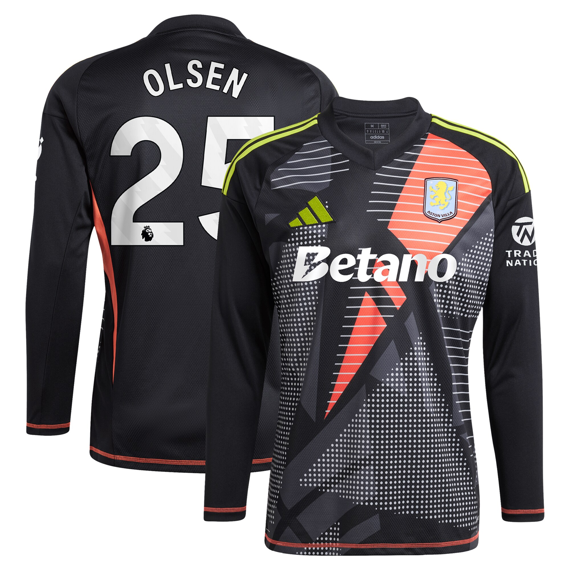 aston villa adidas goalkeeper shirt 2024-25 – long sleeve with olsen 25 printing – 202028939 Collection | Official Aston Villa Jerseys