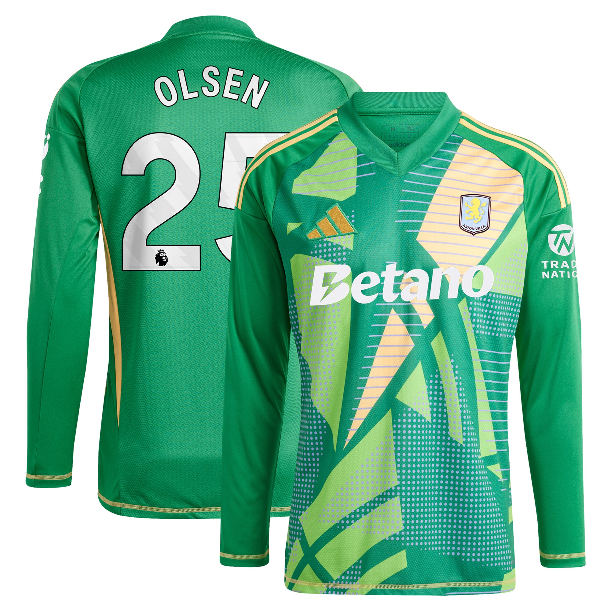 aston villa adidas goalkeeper shirt 2024-25 – long sleeve with olsen 25 printing Collection | Official Aston Villa Jerseys