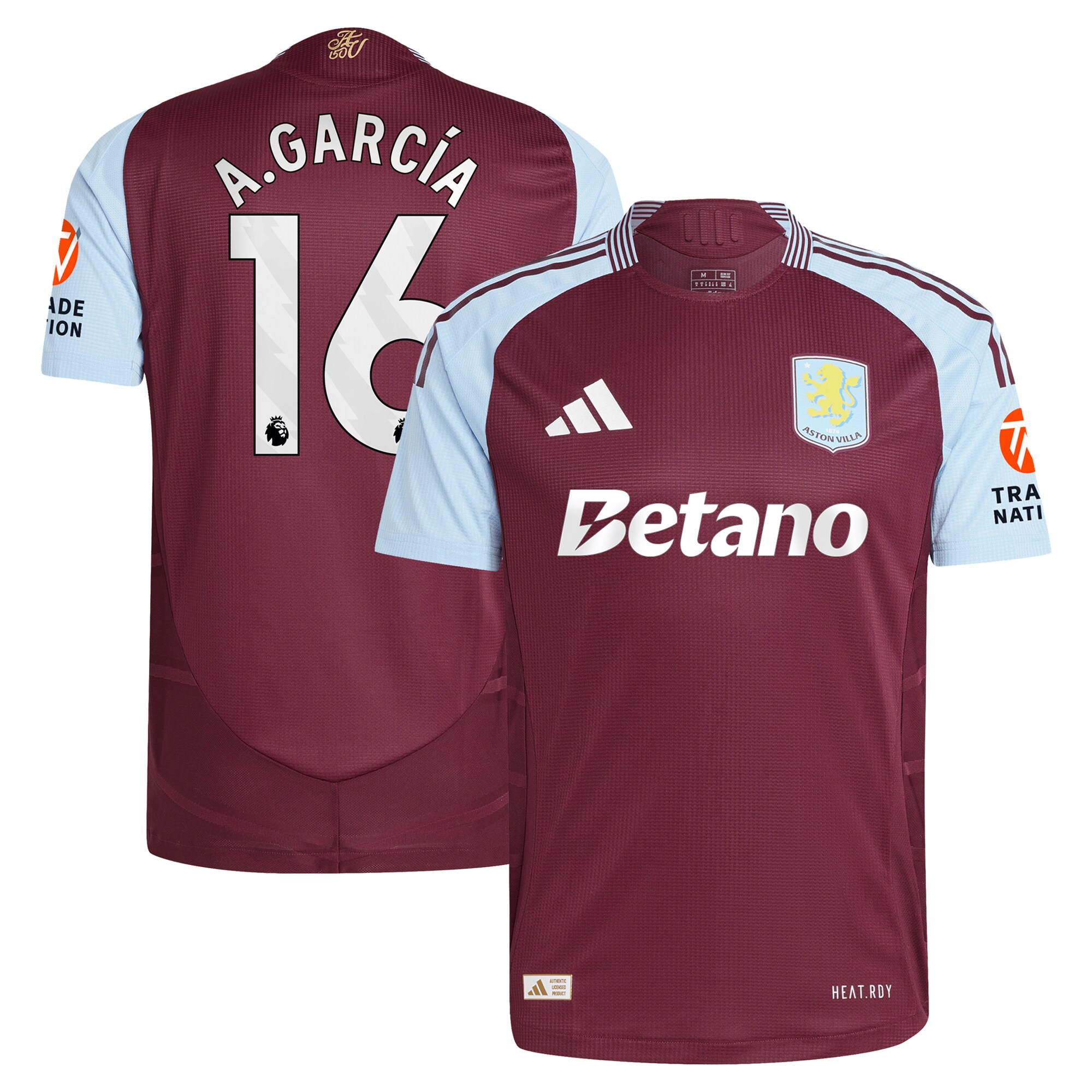 aston villa adidas home authentic shirt 2024-25 with a.garcía 16 printing Collection | Official Aston Villa Jerseys