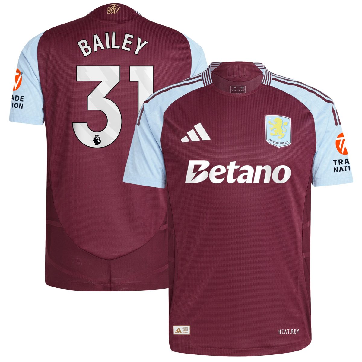 aston villa adidas home authentic shirt 2024-25 with bailey 31 printing Collection | Official Aston Villa Jerseys