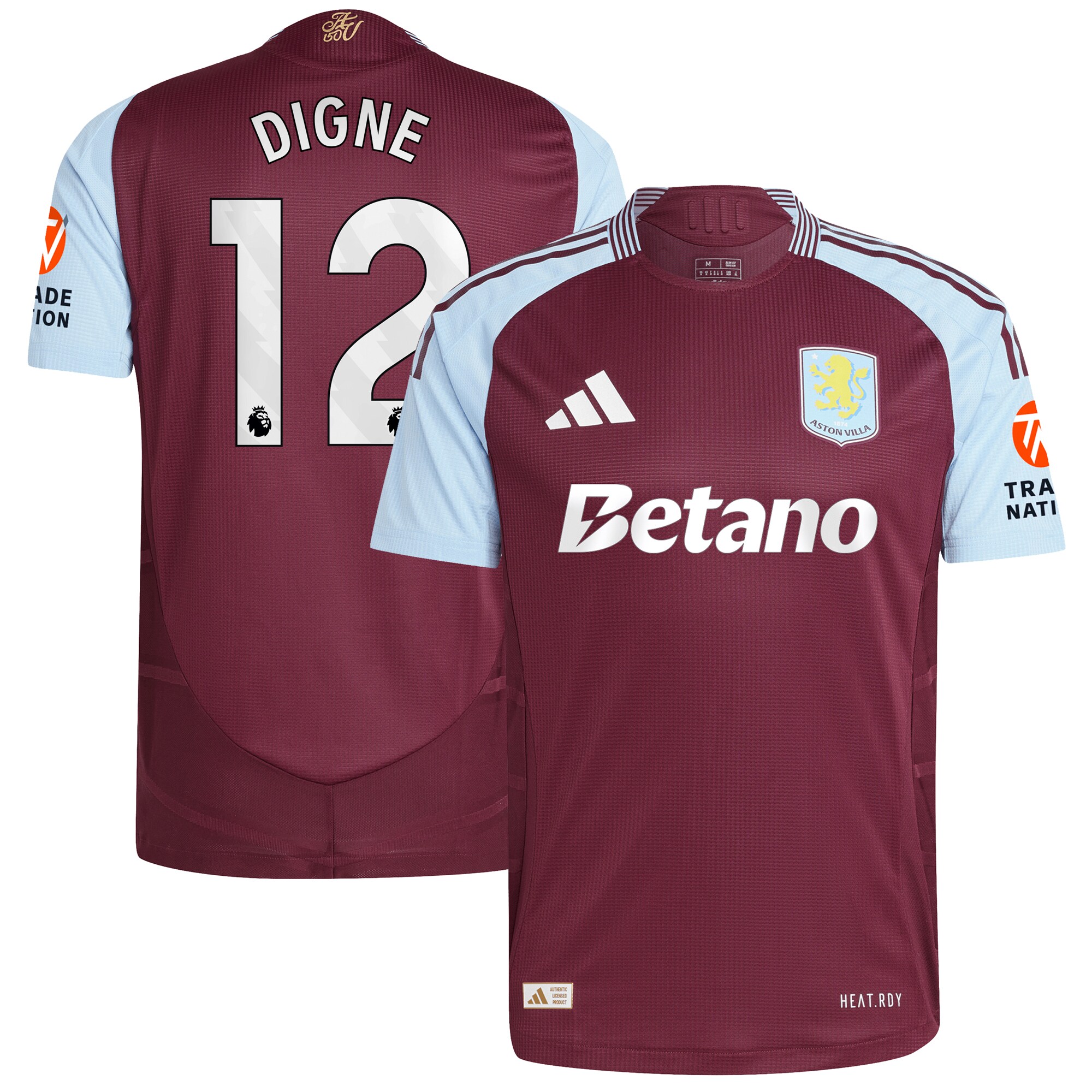 aston villa adidas home authentic shirt 2024-25 with digne 12 printing Collection | Official Aston Villa Jerseys