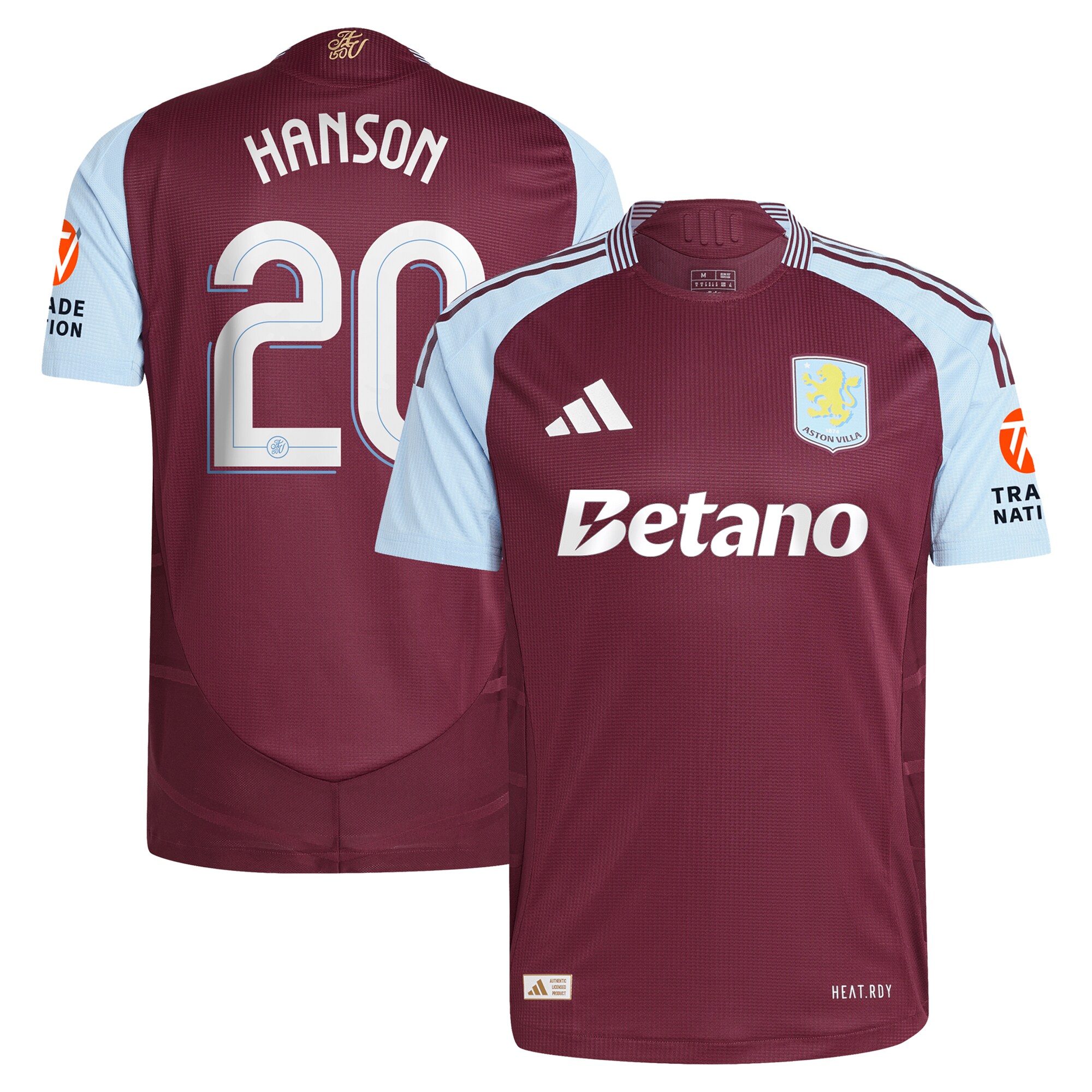 aston villa adidas home authentic shirt 2024-25 with hanson 20 cup printing Collection | Official Aston Villa Jerseys