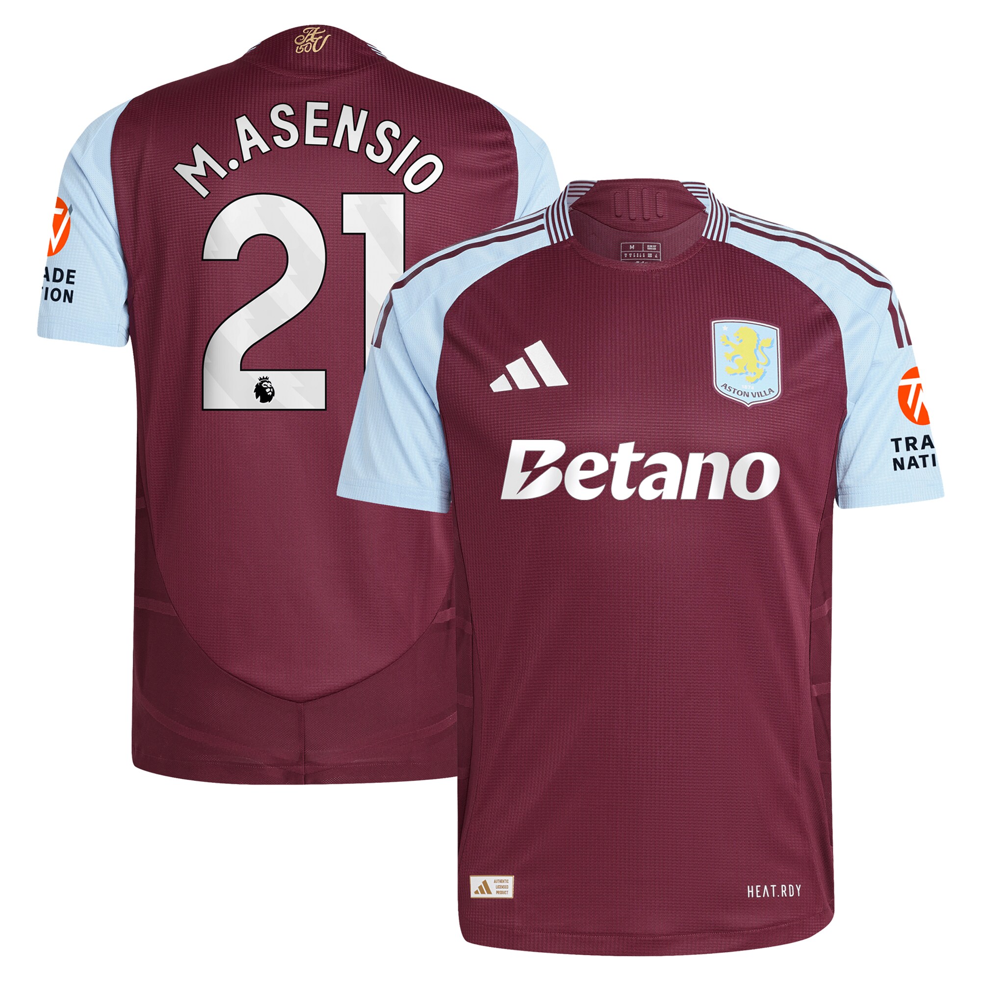 aston villa adidas home authentic shirt 2024-25 with m.asensio 21 printing Collection | Official Aston Villa Jerseys