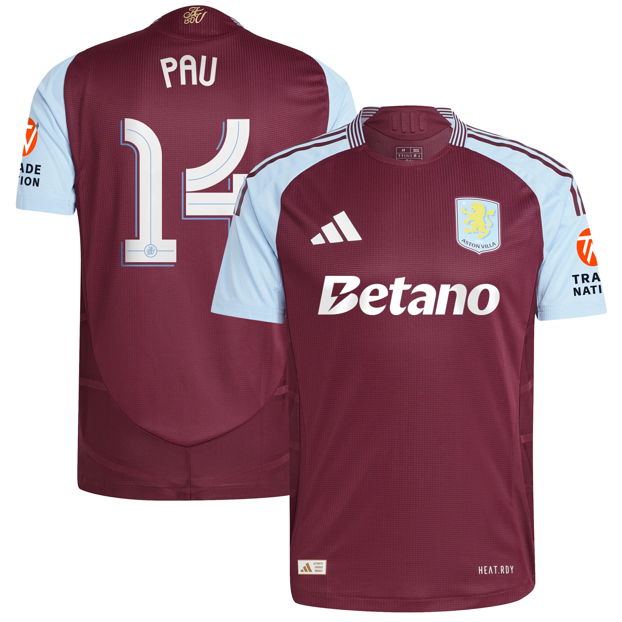 aston villa adidas home authentic shirt 2024-25 with pau 14 cup printing Collection | Official Aston Villa Jerseys