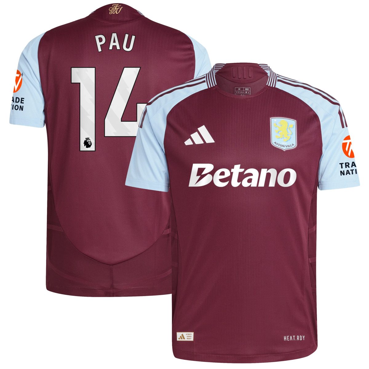 aston villa adidas home authentic shirt 2024-25 with pau 14 printing Collection | Official Aston Villa Jerseys