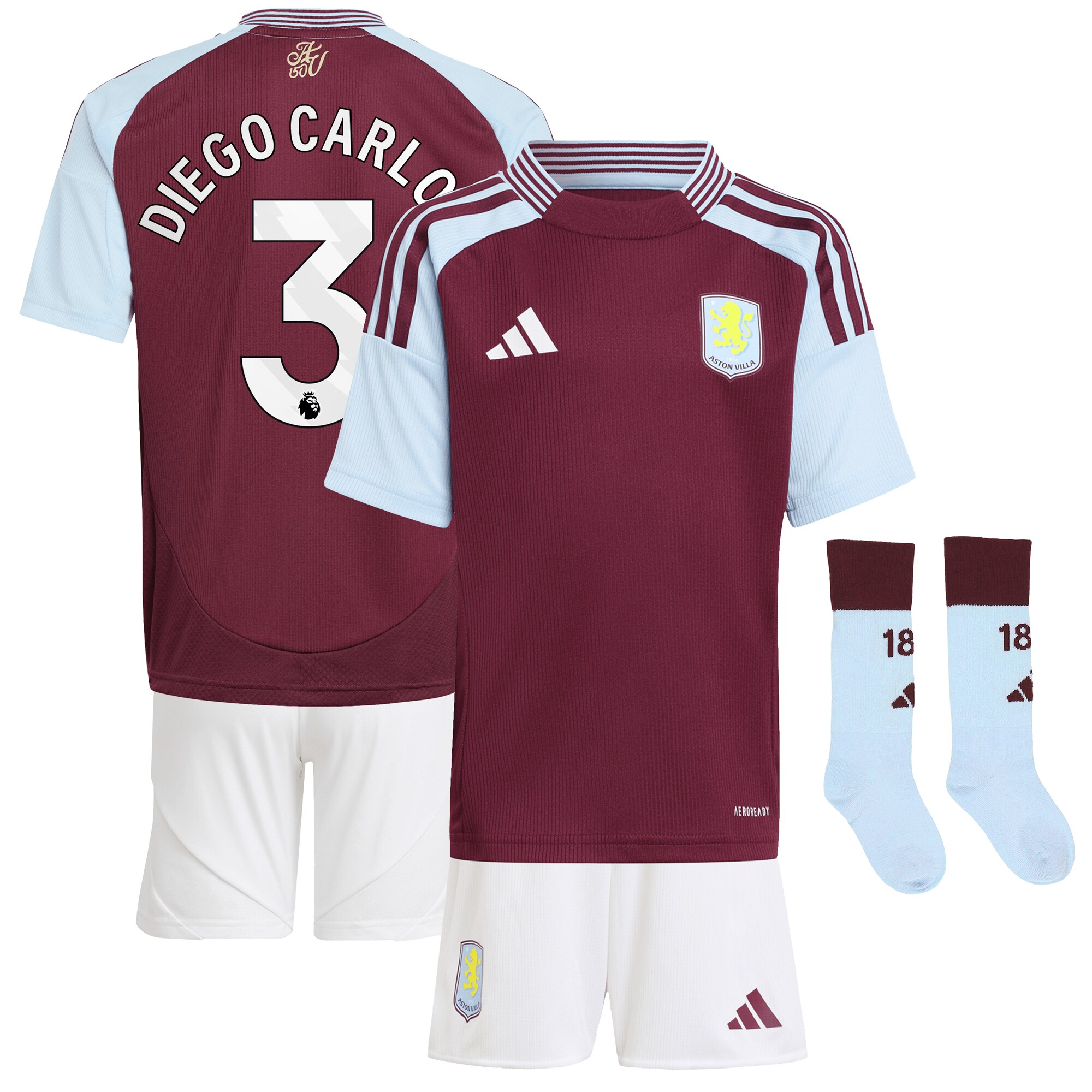 aston villa adidas home mini kit 2024-25 with diego carlos 3 printing Collection | Official Aston Villa Jerseys
