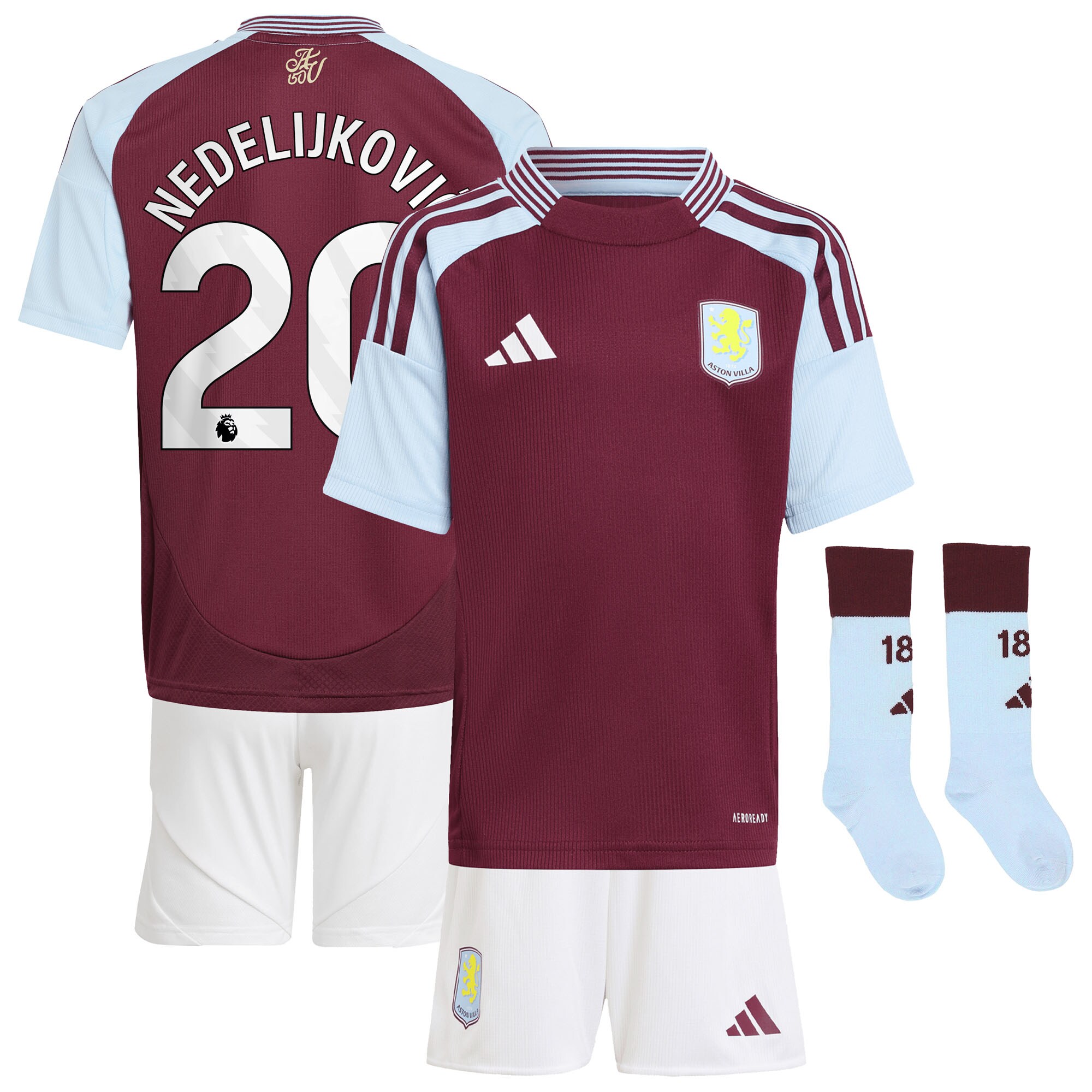 aston villa adidas home mini kit 2024-25 with nedeljković 20 printing Collection | Official Aston Villa Jerseys