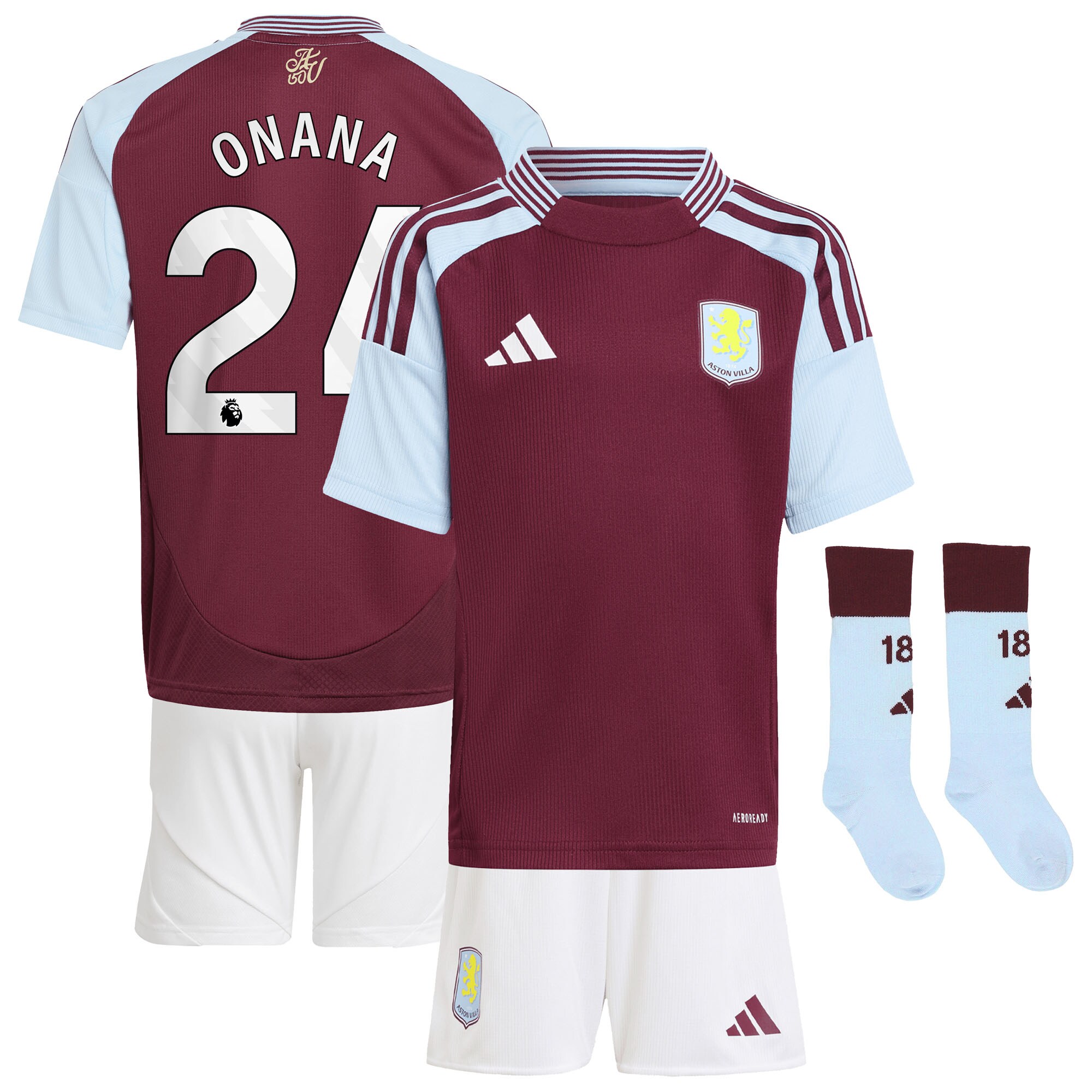 aston villa adidas home mini kit 2024-25 with onana 24 printing Collection | Official Aston Villa Jerseys