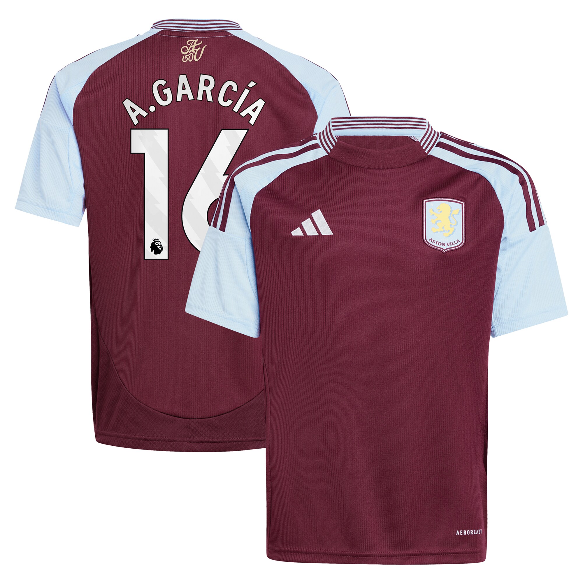 aston villa adidas home shirt 2024-25 – kids with a.garcía 16 printing Collection | Official Aston Villa Jerseys