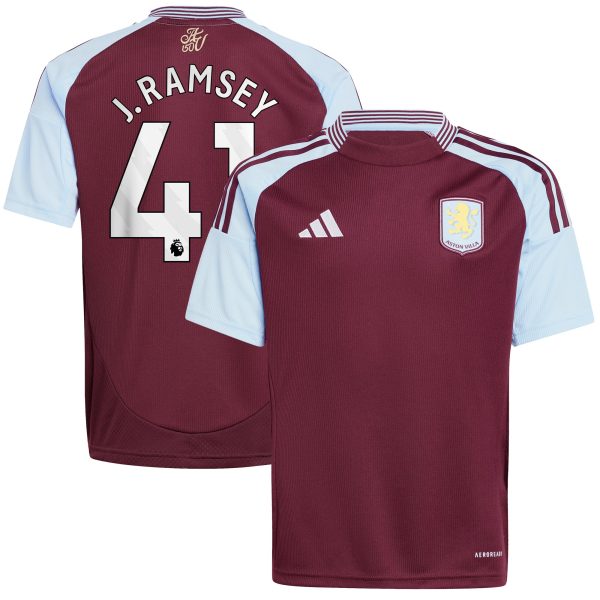 aston villa adidas home shirt 2024-25 – kids with j. ramsey 41 printing Collection | Official Aston Villa Jerseys