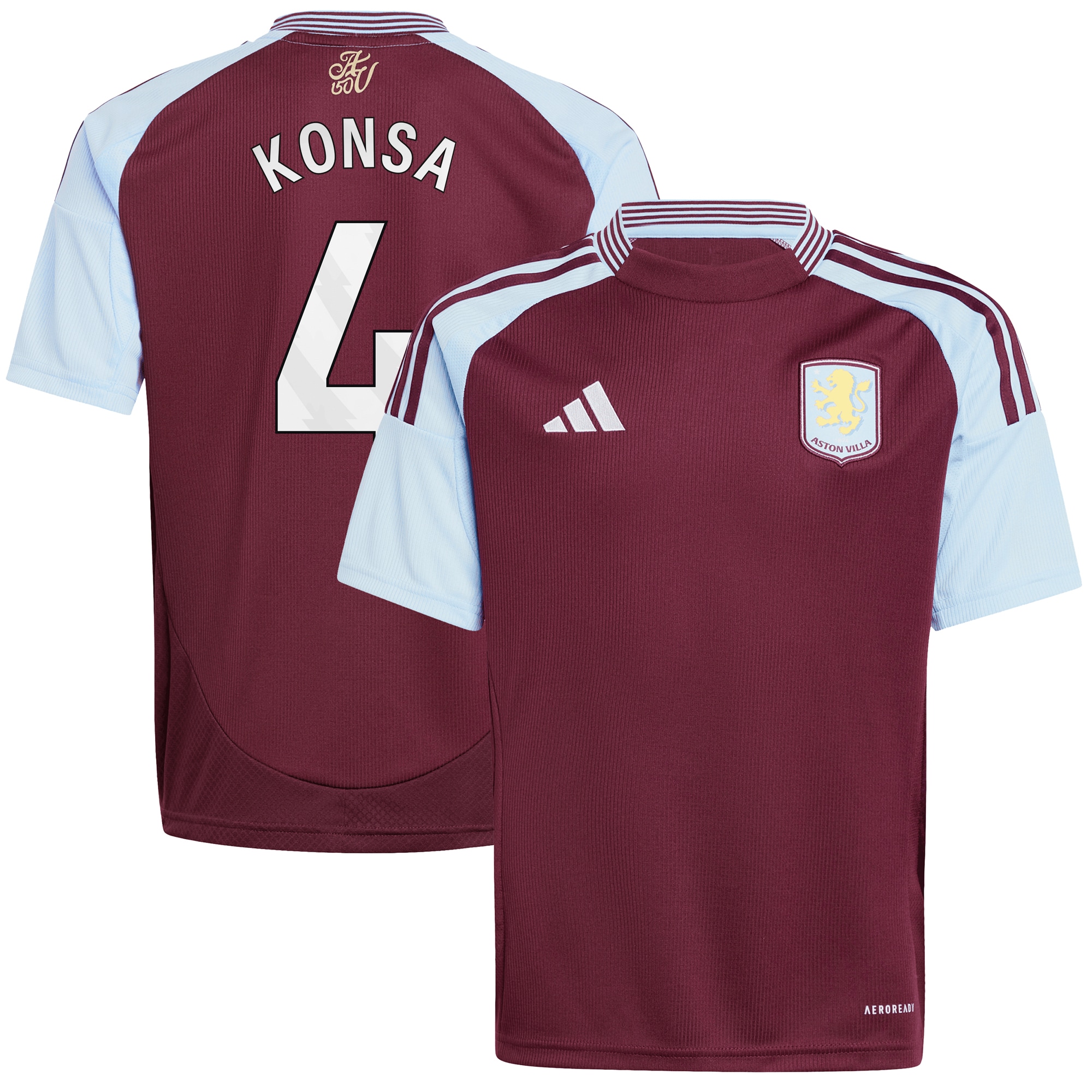 aston villa adidas home shirt 2024-25 – kids with konsa 4 printing Collection | Official Aston Villa Jerseys