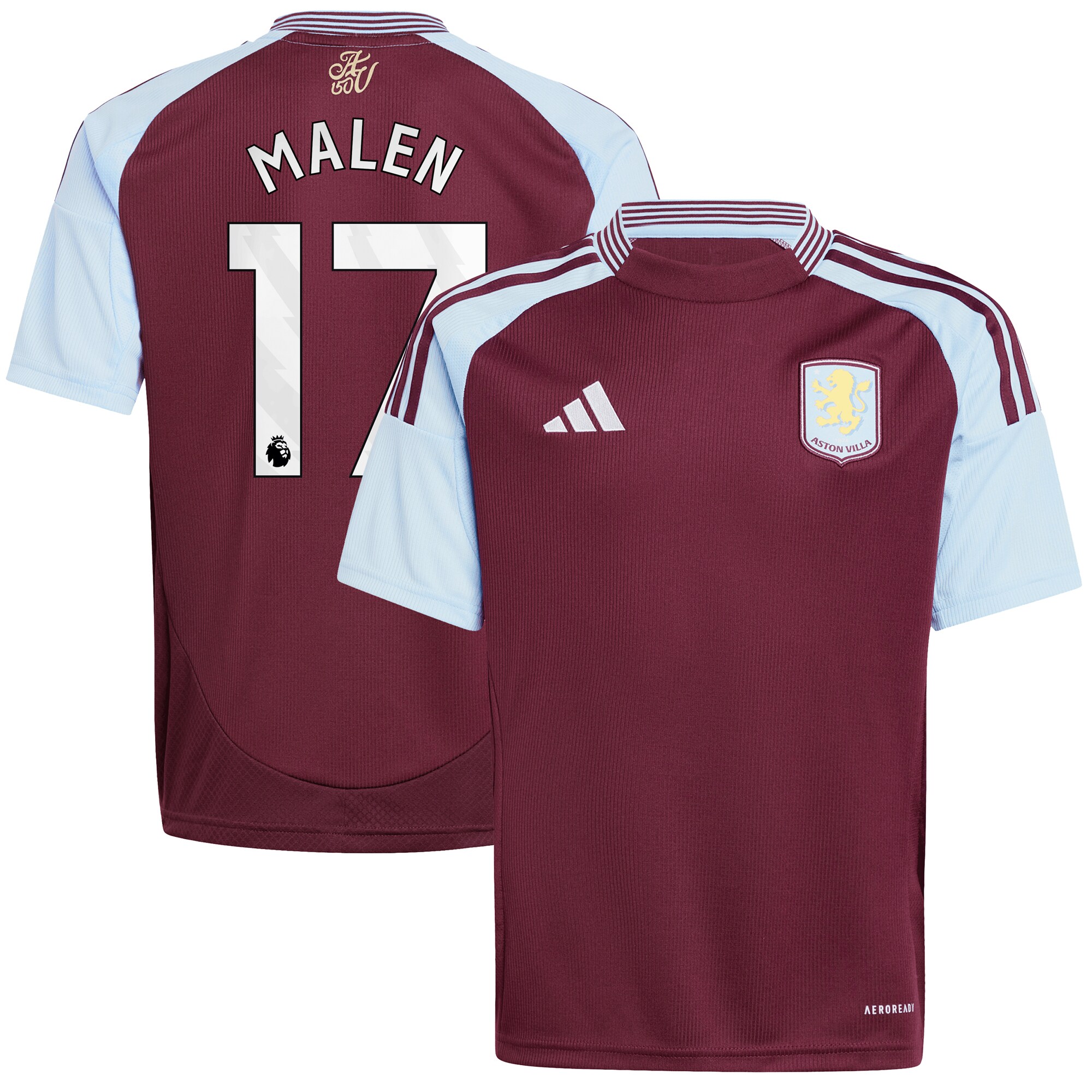 aston villa adidas home shirt 2024-25 – kids with malen 17 printing Collection | Official Aston Villa Jerseys