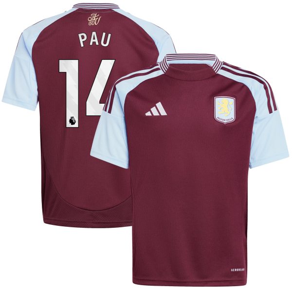 aston villa adidas home shirt 2024-25 – kids with pau 14 printing Collection | Official Aston Villa Jerseys