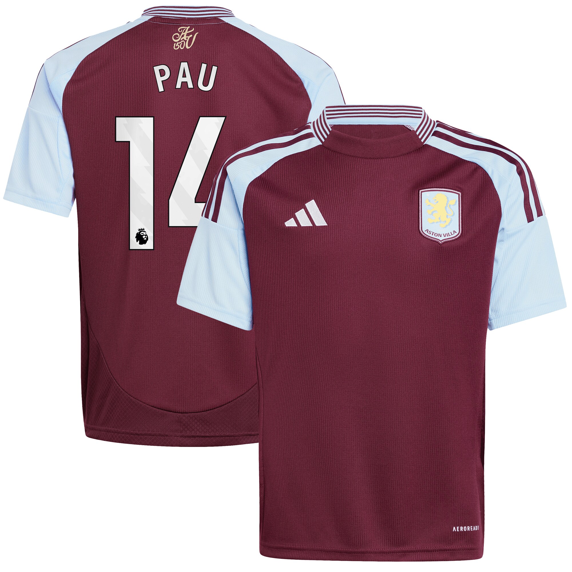 aston villa adidas home shirt 2024-25 – kids with pau 14 printing Collection | Official Aston Villa Jerseys