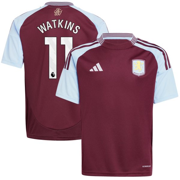 aston villa adidas home shirt 2024-25 – kids with watkins 11 printing Collection | Official Aston Villa Jerseys