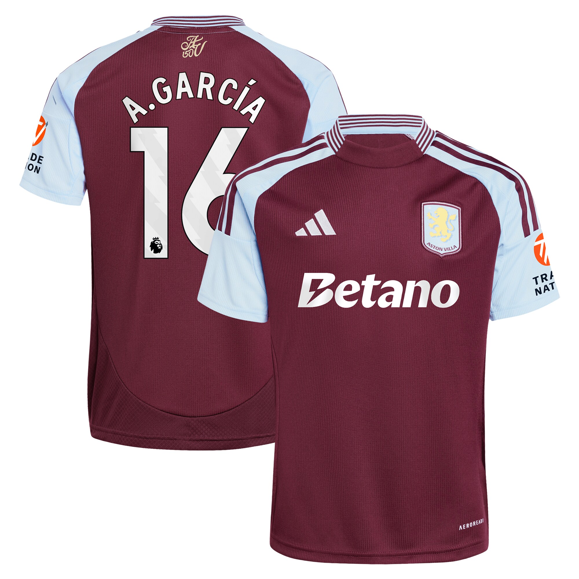 aston villa adidas home shirt 2024-25 with a.garcía 16 printing Collection | Official Aston Villa Jerseys