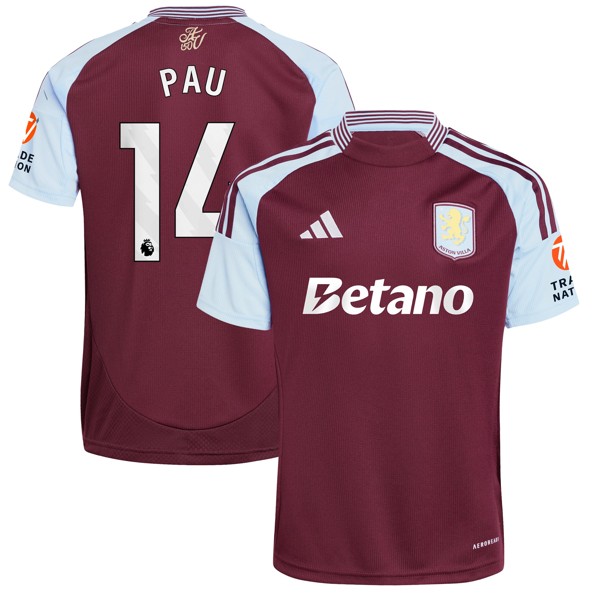 aston villa adidas home shirt 2024-25 with pau 14 printing Collection | Official Aston Villa Jerseys
