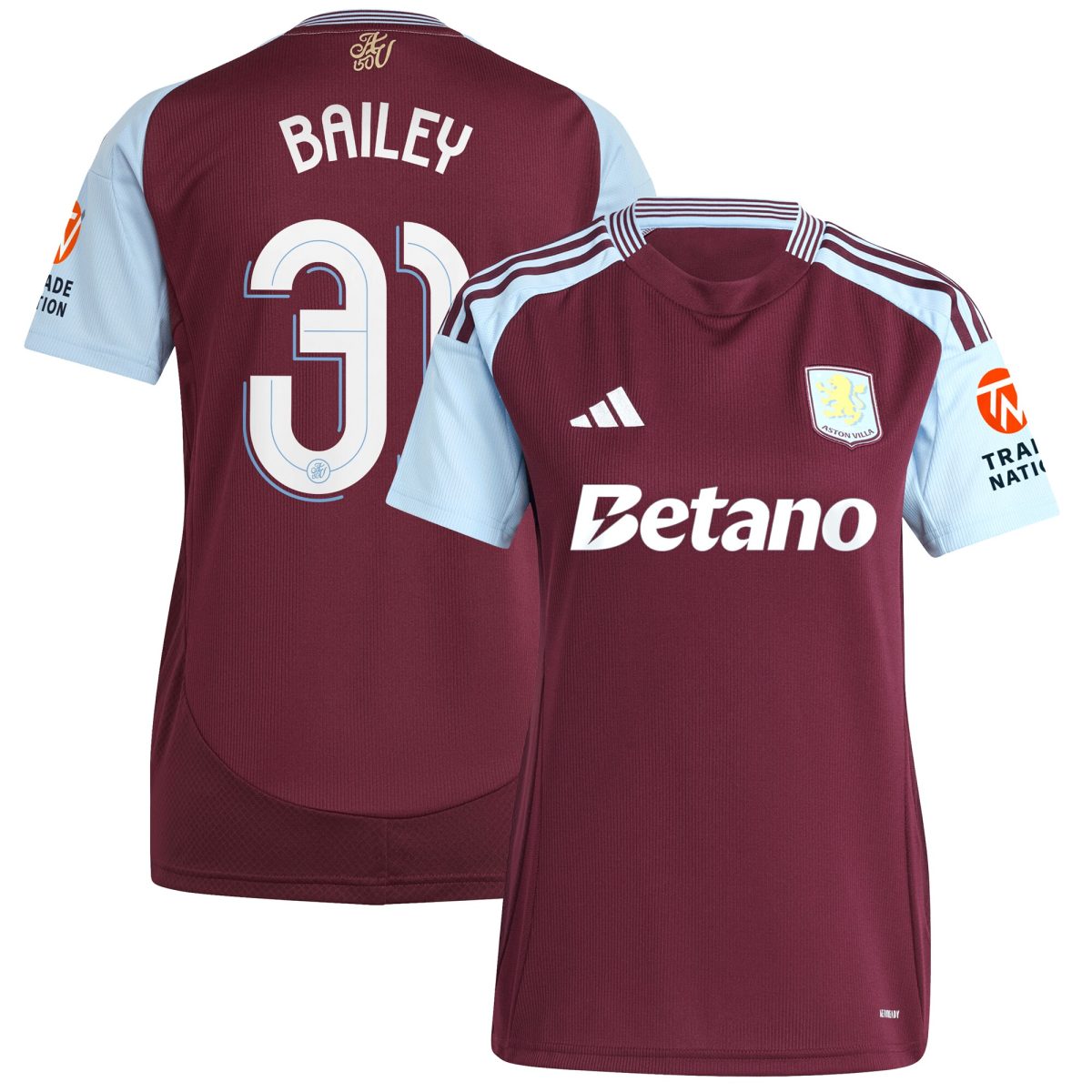 aston villa adidas home shirt 2024-25 – womens with bailey 31 cup printing Collection | Official Aston Villa Jerseys