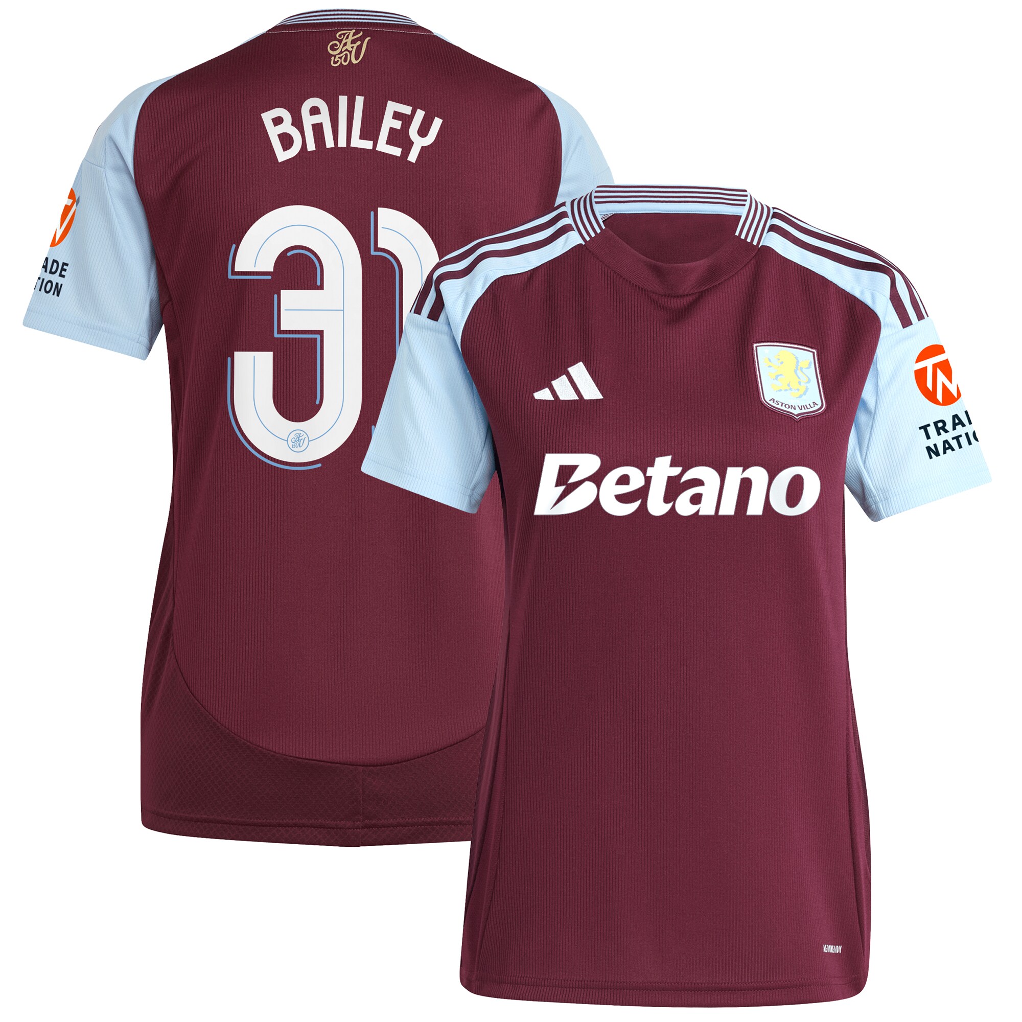 aston villa adidas home shirt 2024-25 – womens with bailey 31 cup printing Collection | Official Aston Villa Jerseys
