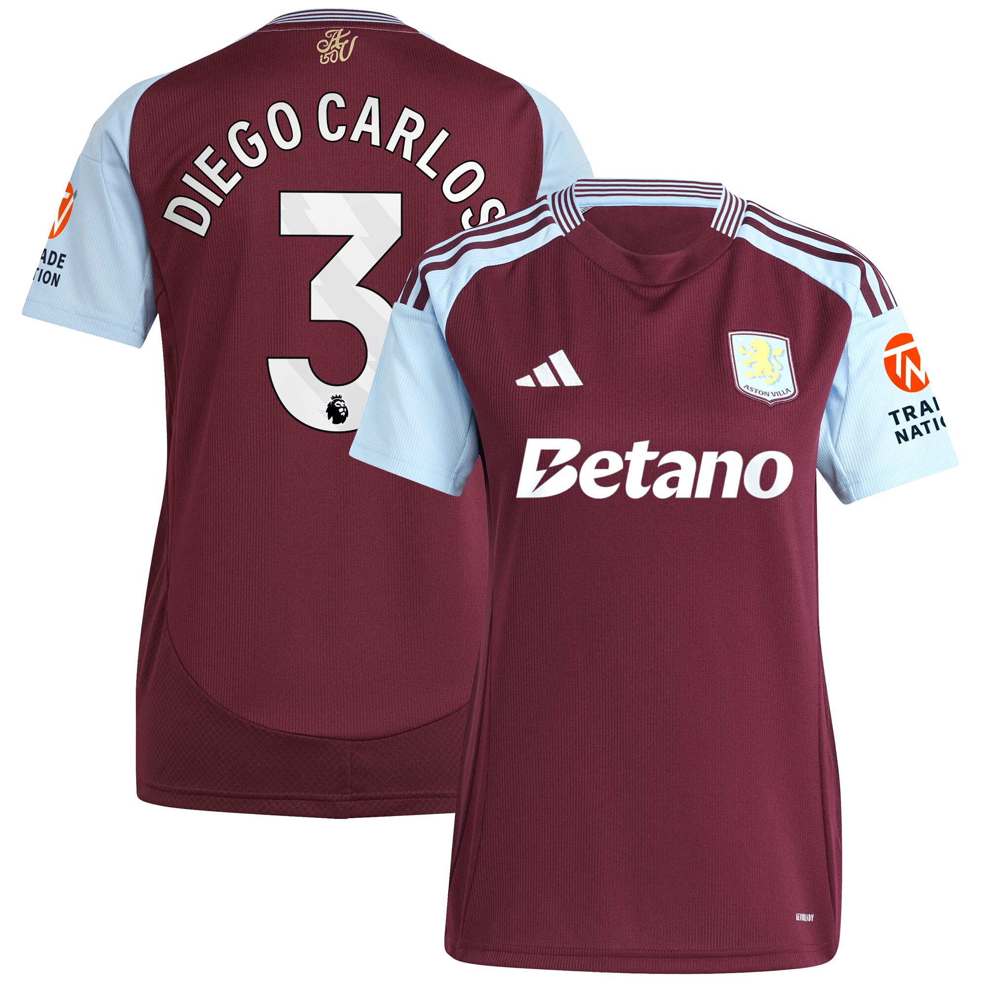 aston villa adidas home shirt 2024-25 – womens with diego carlos 3 printing Collection | Official Aston Villa Jerseys