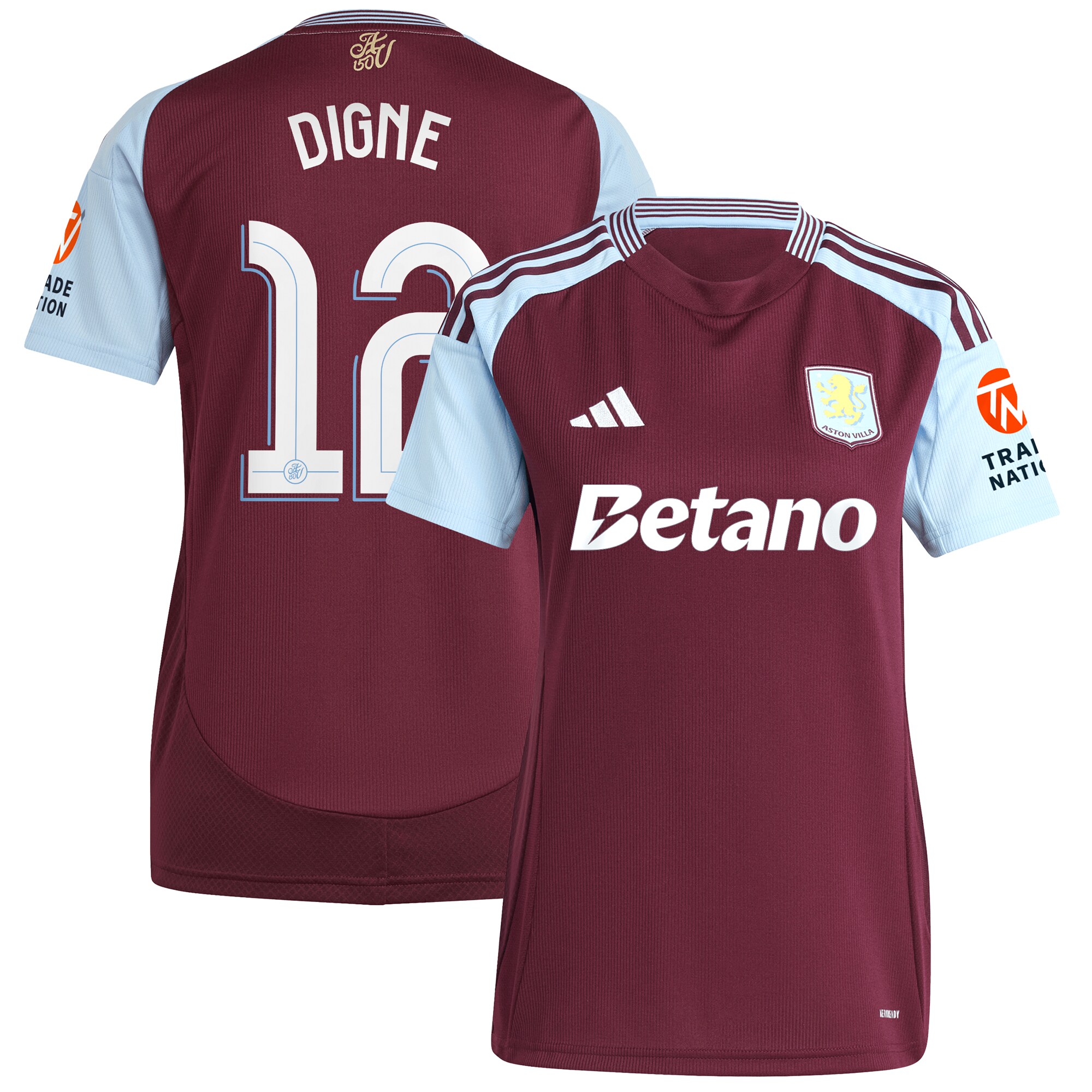 aston villa adidas home shirt 2024-25 – womens with digne 12 cup printing Collection | Official Aston Villa Jerseys