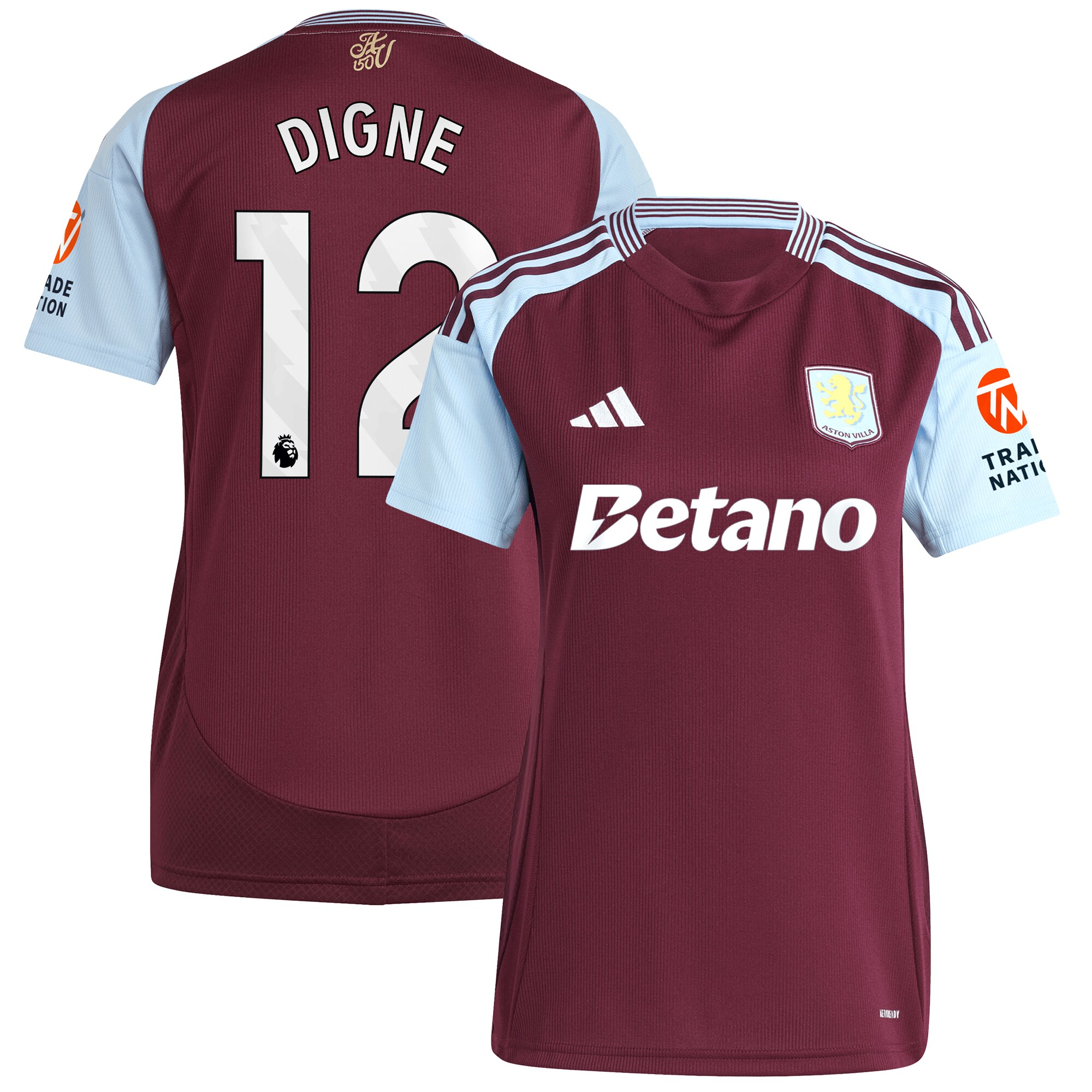 aston villa adidas home shirt 2024-25 – womens with digne 12 printing Collection | Official Aston Villa Jerseys