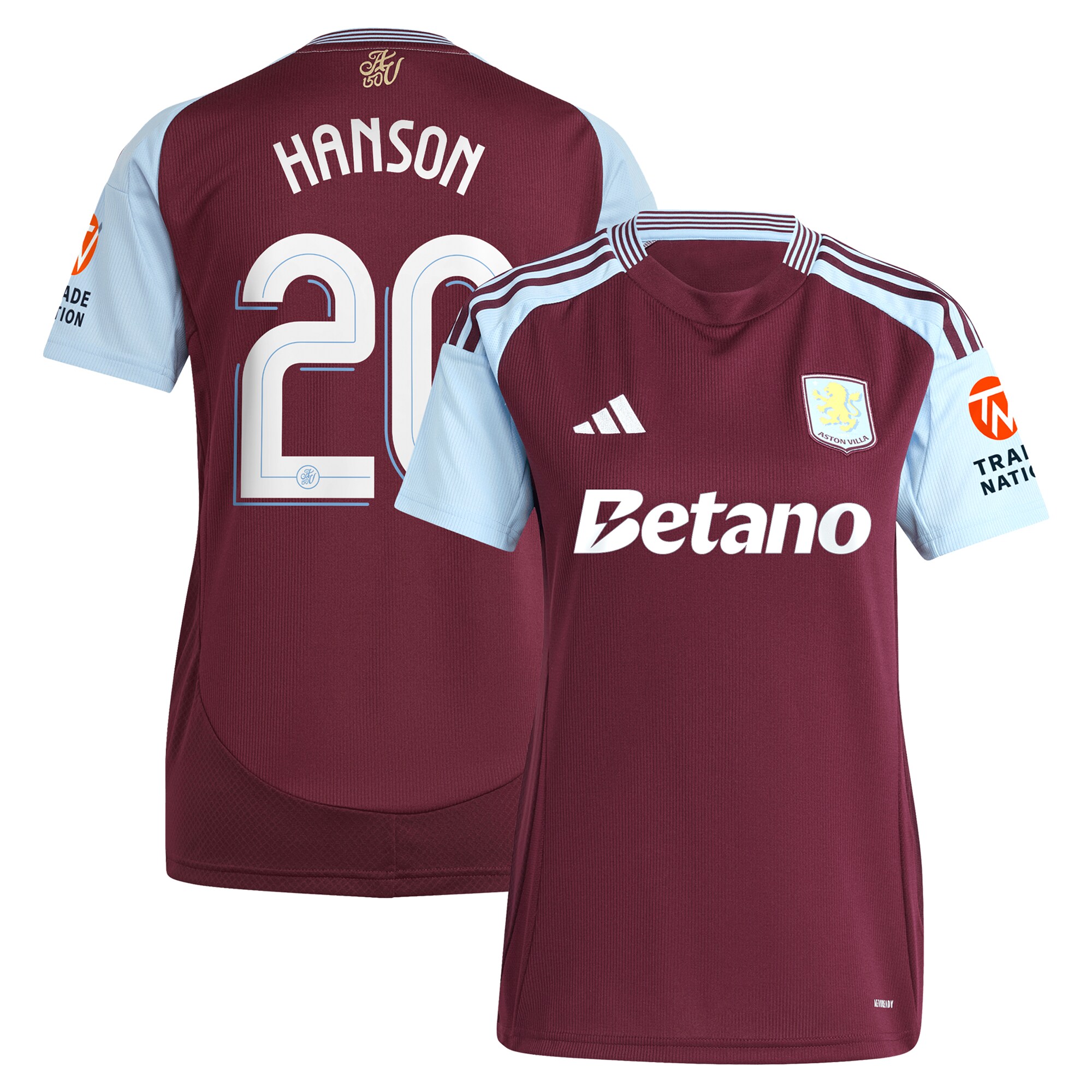 aston villa adidas home shirt 2024-25 – womens with hanson 20 cup printing Collection | Official Aston Villa Jerseys