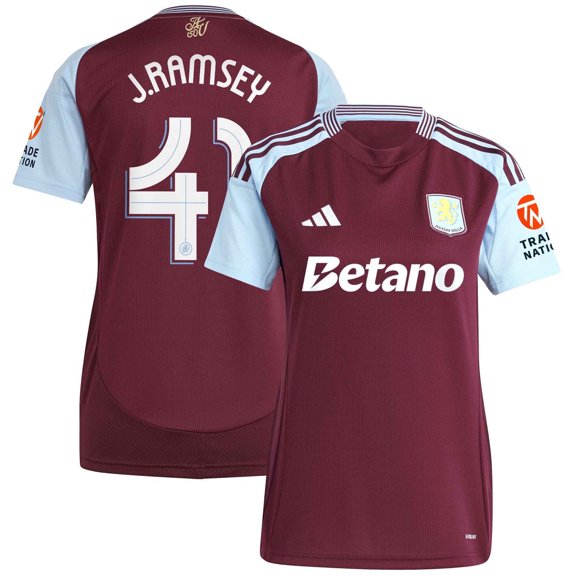 aston villa adidas home shirt 2024-25 – womens with j. ramsey 41 cup printing Collection | Official Aston Villa Jerseys