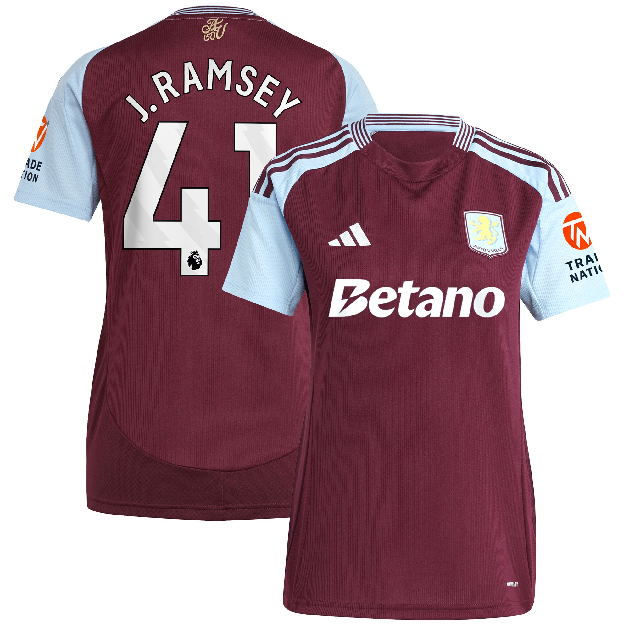 aston villa adidas home shirt 2024-25 – womens with j. ramsey 41 printing Collection | Official Aston Villa Jerseys