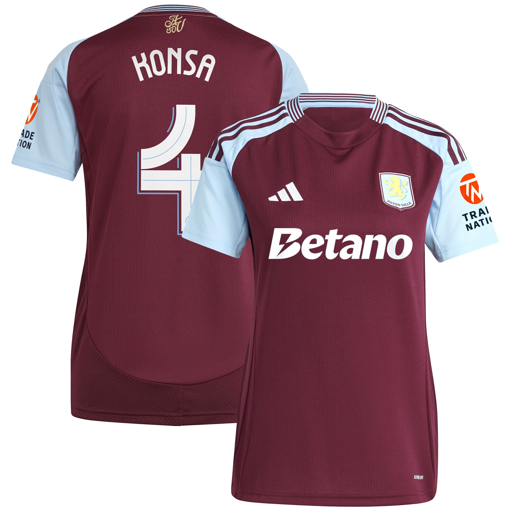 aston villa adidas home shirt 2024-25 – womens with konsa 4 cup printing Collection | Official Aston Villa Jerseys