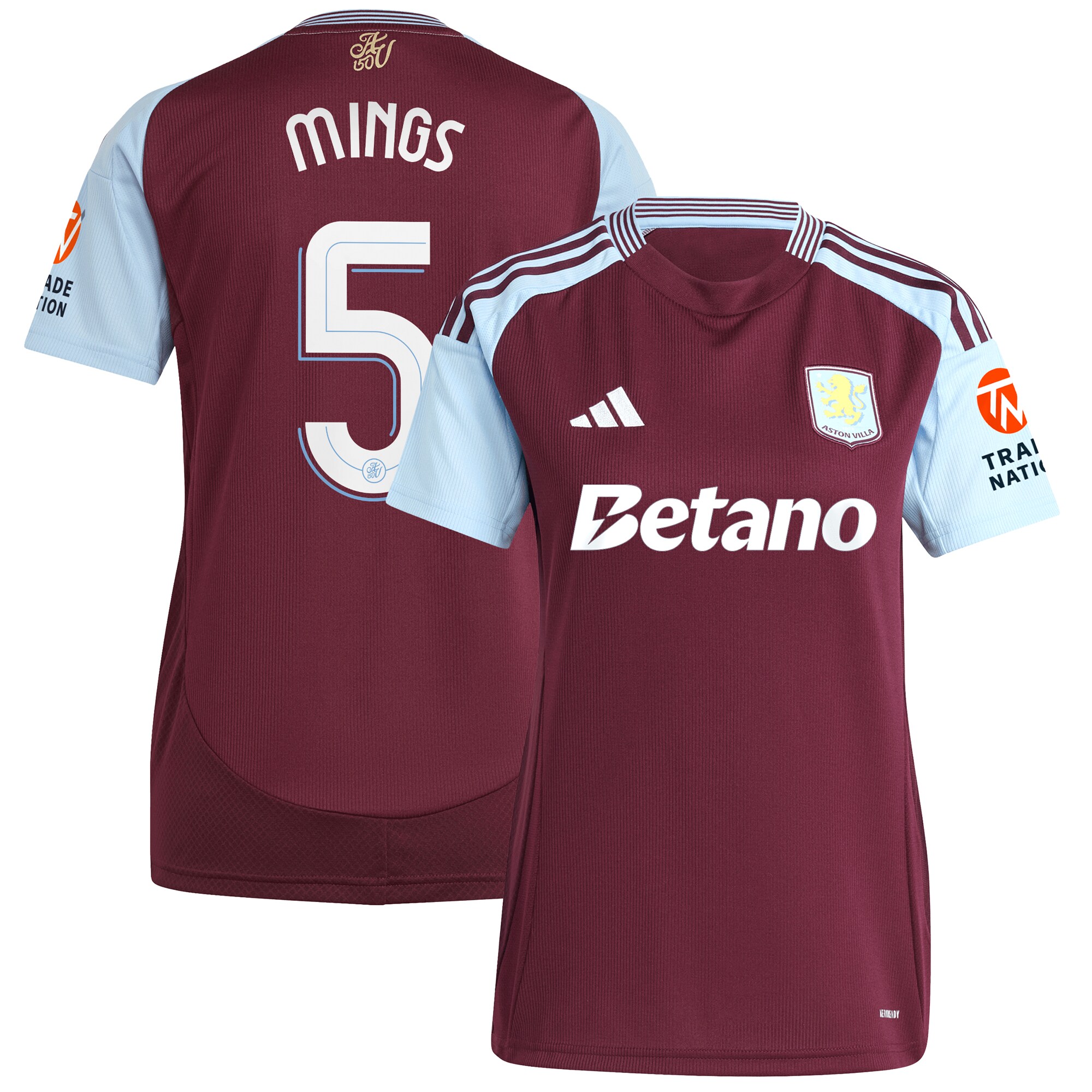 aston villa adidas home shirt 2024-25 – womens with mings 5 cup printing Collection | Official Aston Villa Jerseys