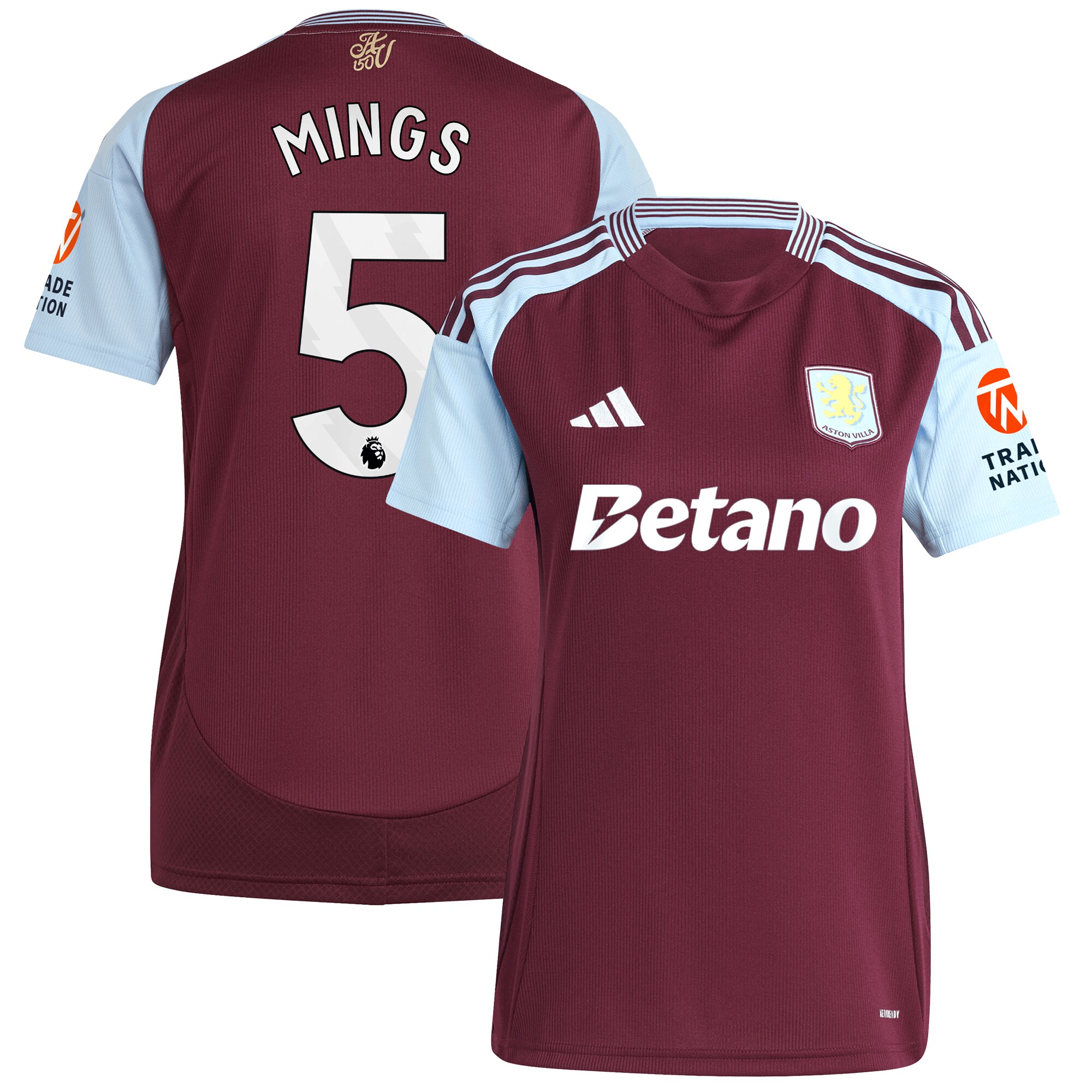 aston villa adidas home shirt 2024-25 – womens with mings 5 printing Collection | Official Aston Villa Jerseys
