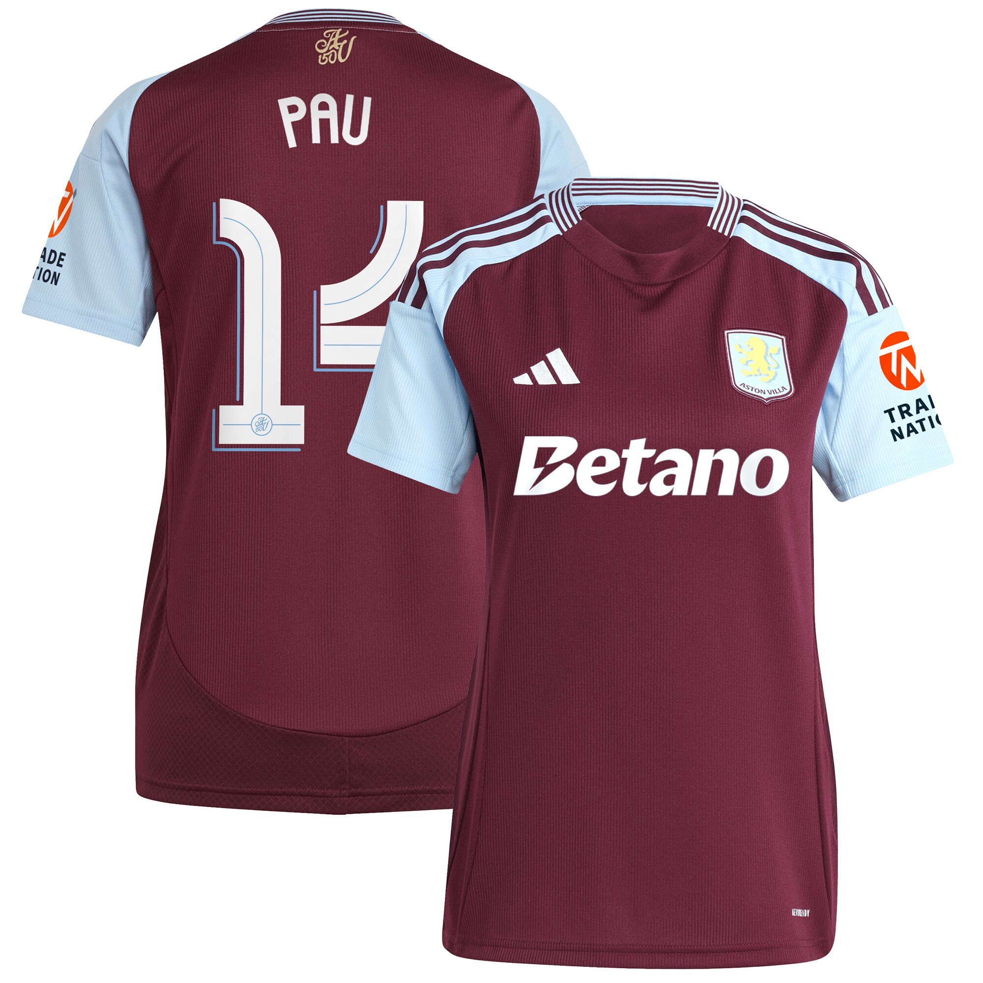 aston villa adidas home shirt 2024-25 – womens with pau 14 cup printing Collection | Official Aston Villa Jerseys