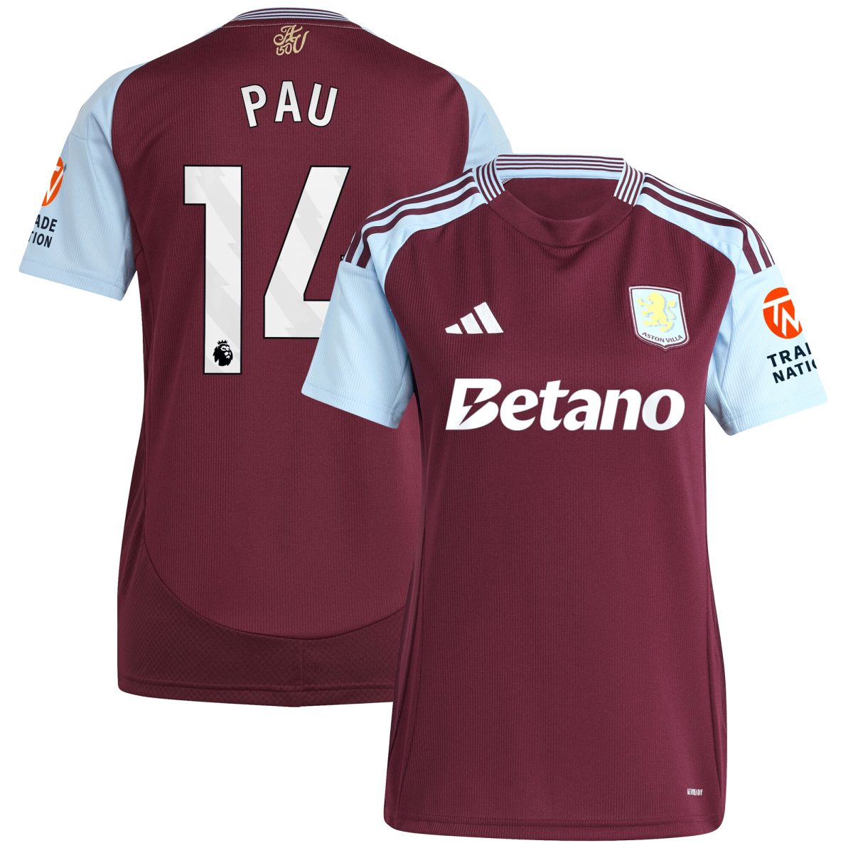 aston villa adidas home shirt 2024-25 – womens with pau 14 printing Collection | Official Aston Villa Jerseys
