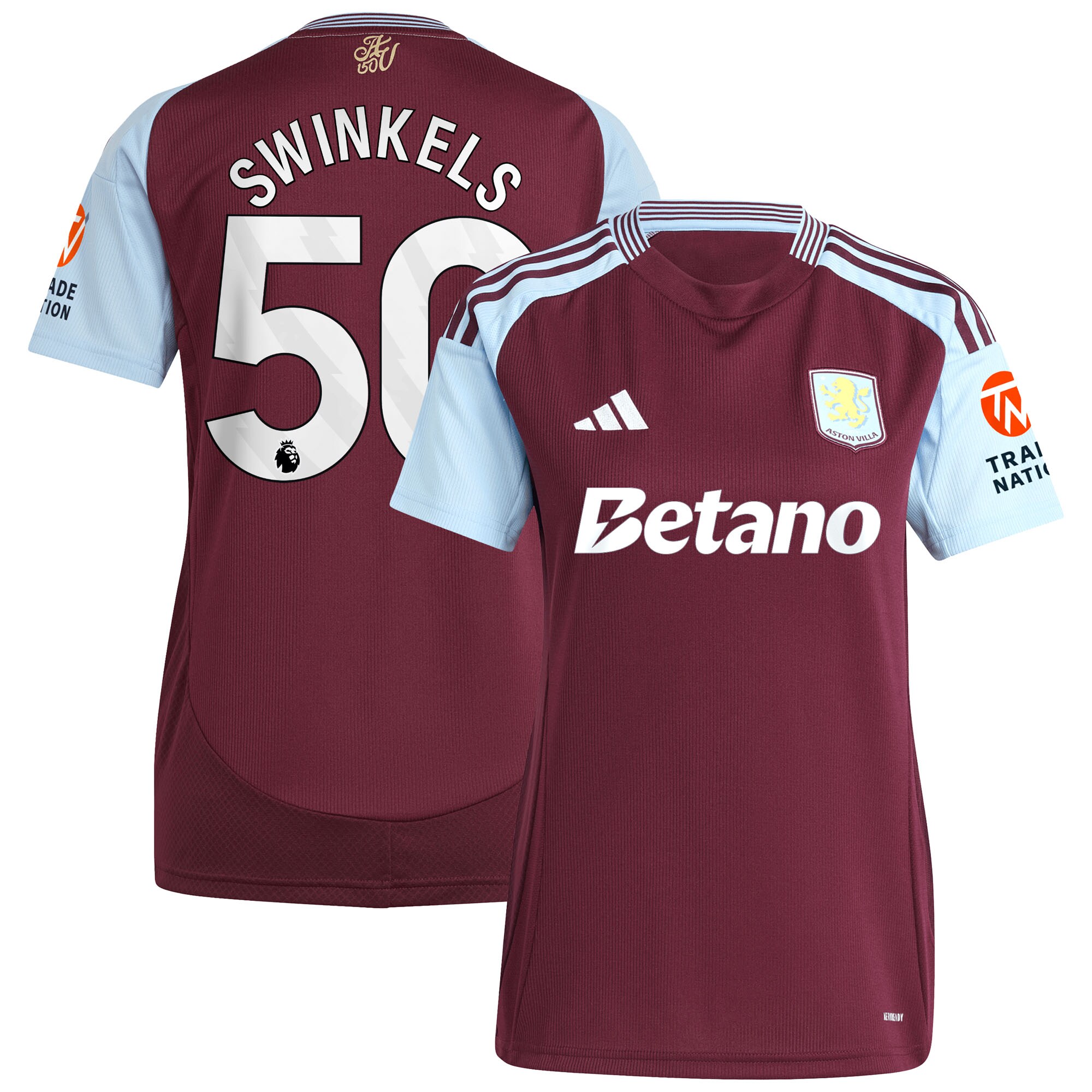 aston villa adidas home shirt 2024-25 – womens with swinkels 50 printing Collection | Official Aston Villa Jerseys