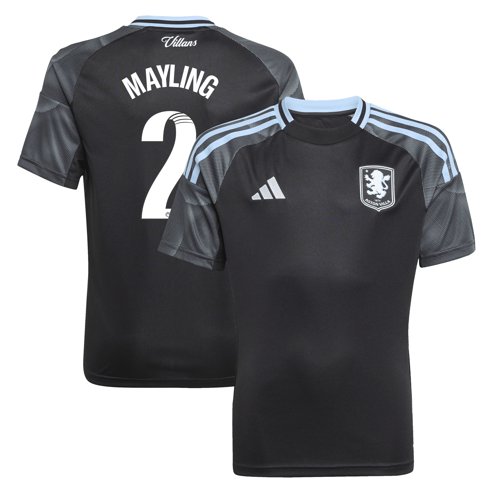 aston villa adidas wsl away shirt 2025-26 – kids with mayling 2 printing Collection | Official Aston Villa Jerseys