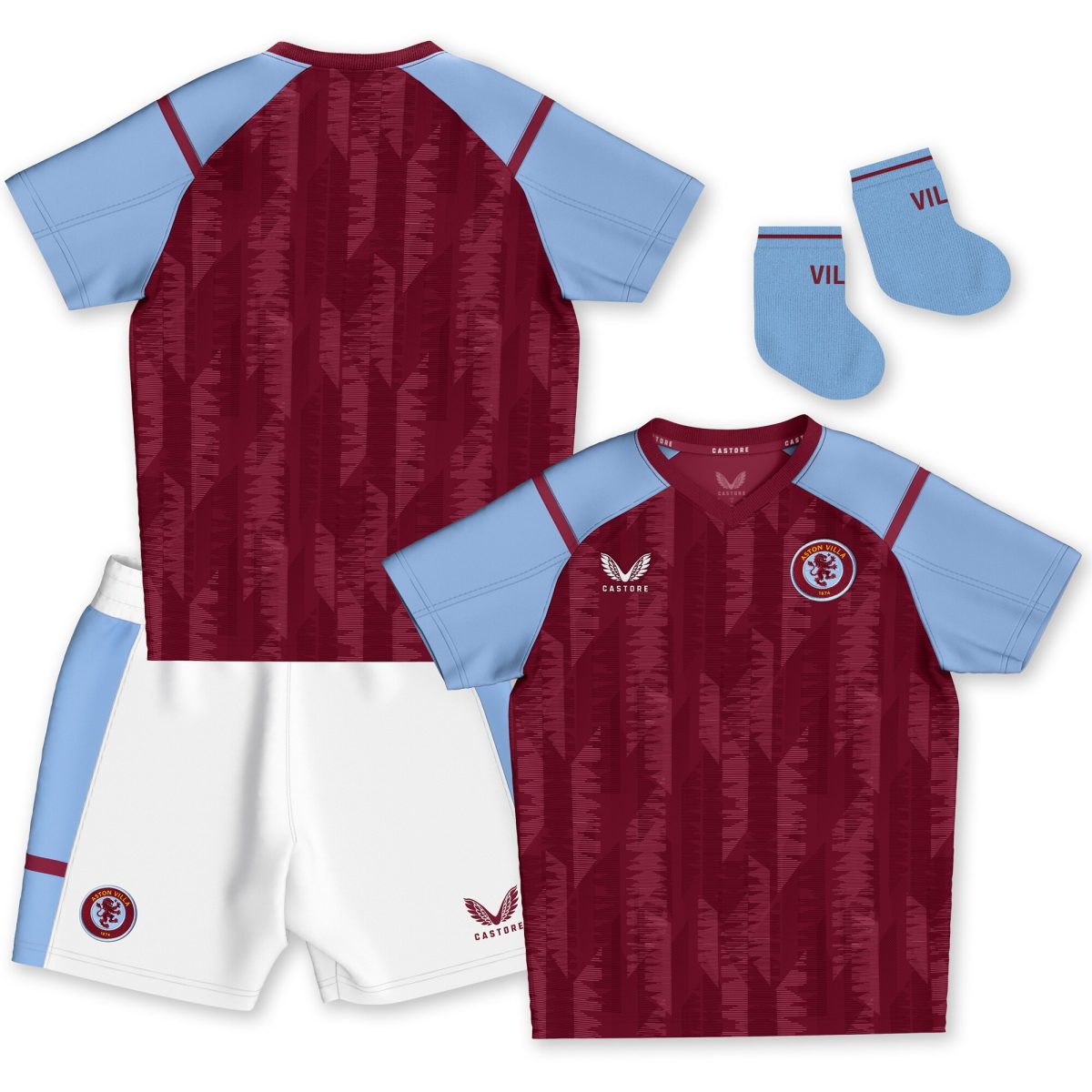 aston villa castore home baby kit 2023-24 with custom printing Collection | Official Aston Villa Jerseys
