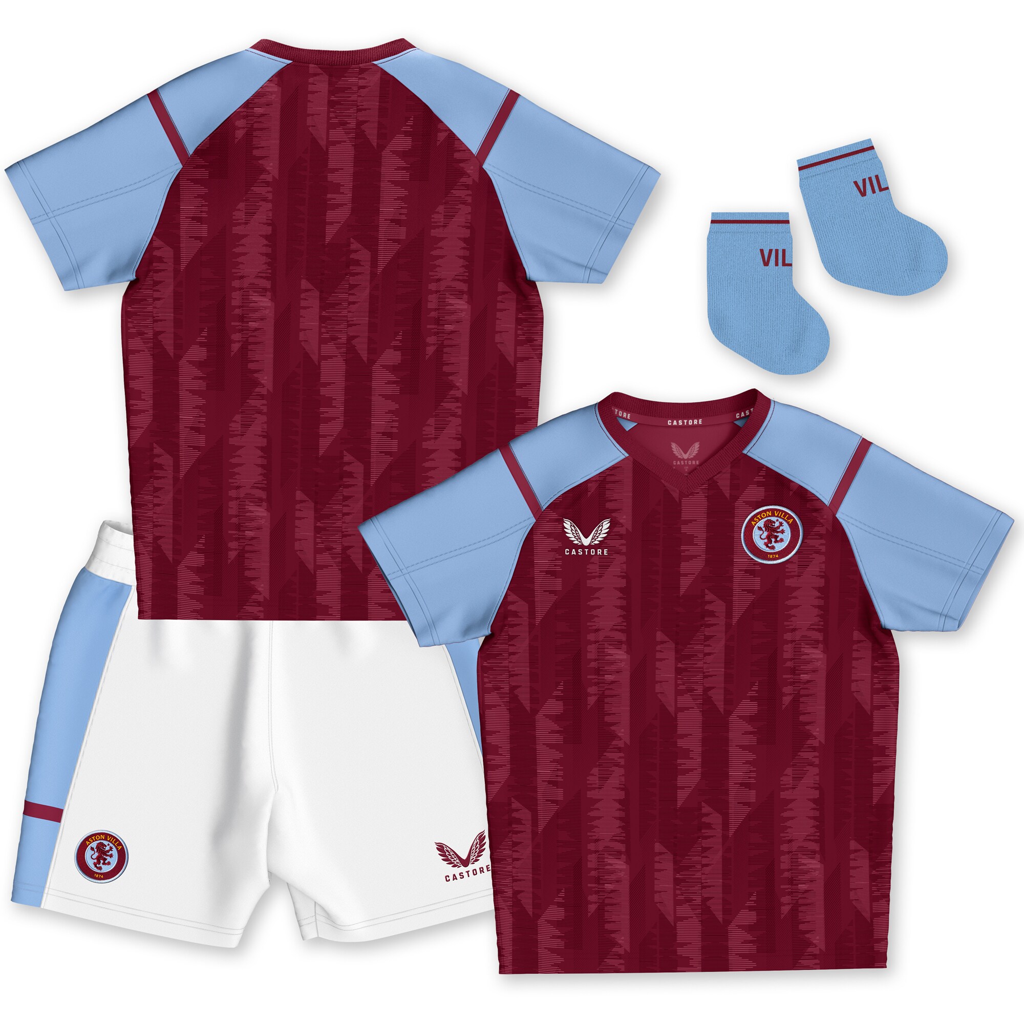aston villa castore home baby kit 2023-24 with custom printing Collection | Official Aston Villa Jerseys