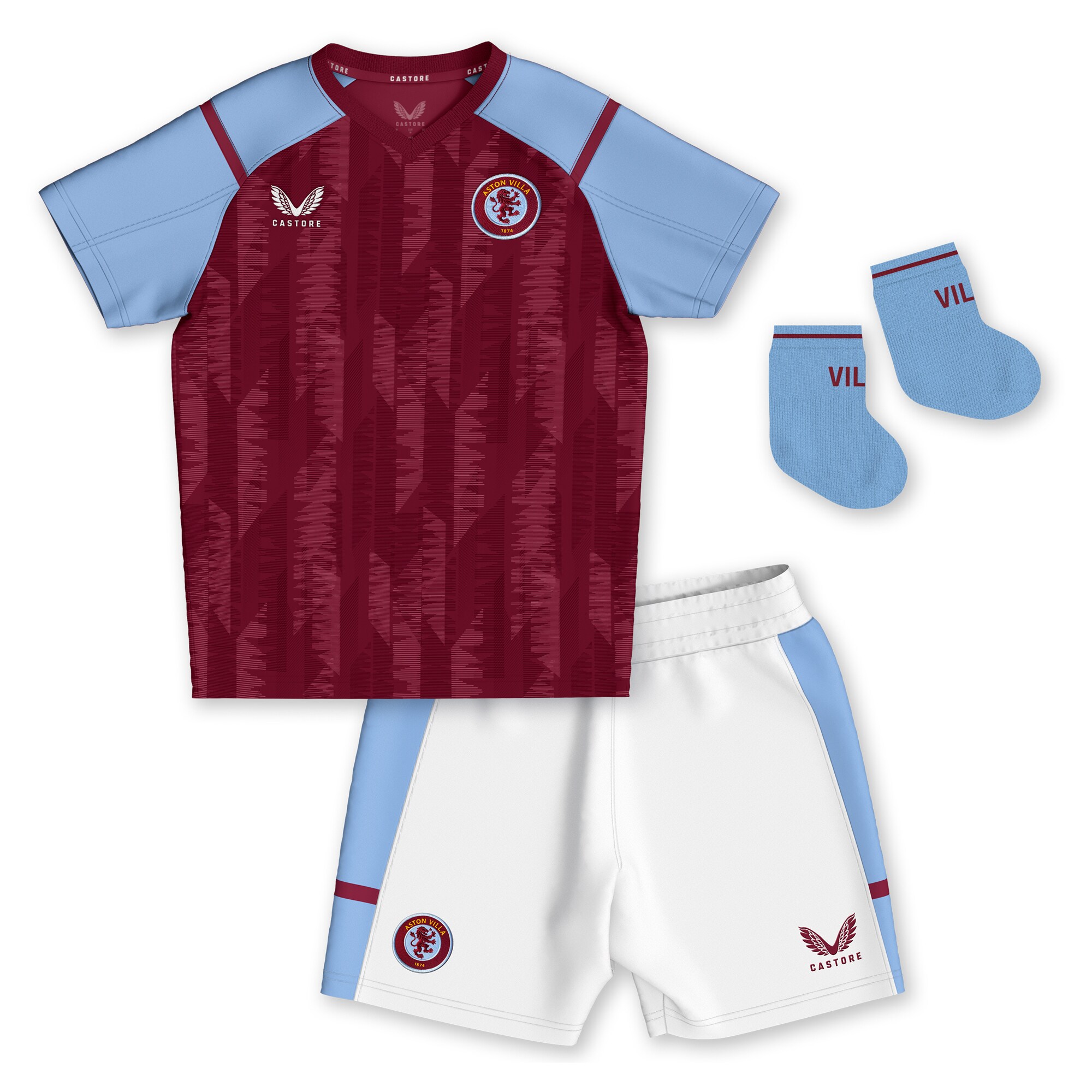 aston villa castore home baby kit 2023-24 with custom printing Collection | Official Aston Villa Jerseys